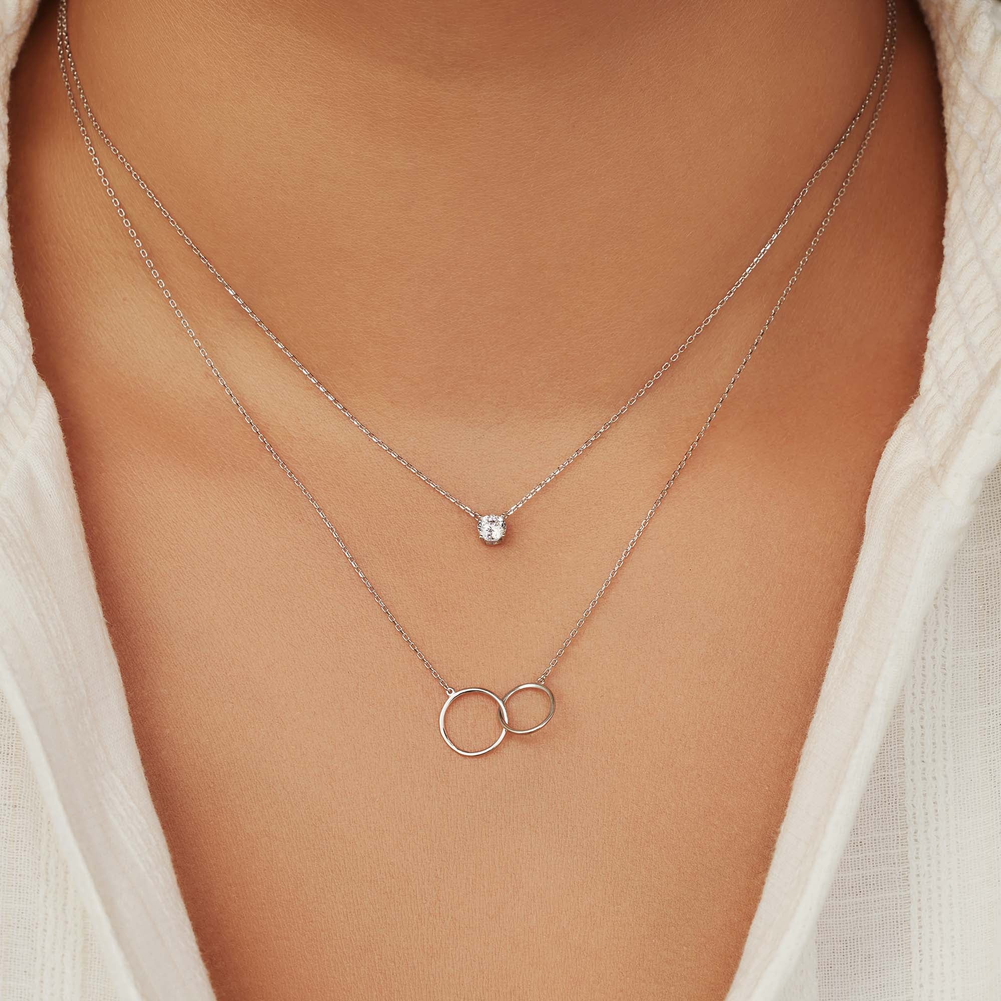 Isabel Bernard Saint Germain Loulou 14 Karaat Wit Gouden Collier Met Ringetjes IB340069 - Image 2