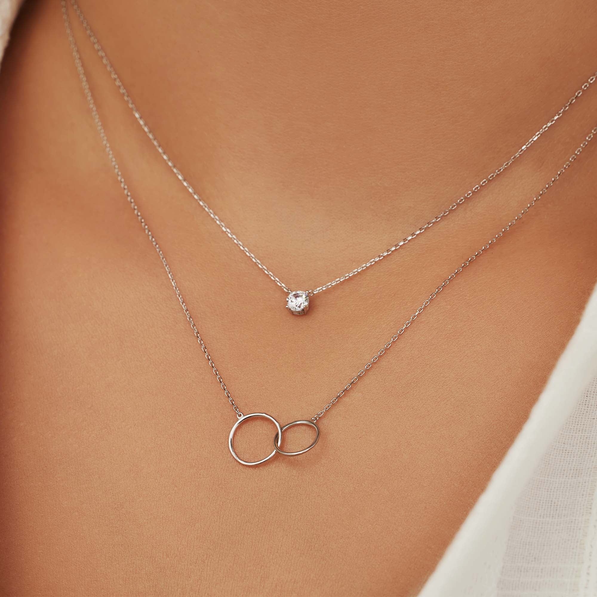 Isabel Bernard Saint Germain Loulou 14 Karaat Wit Gouden Collier Met Ringetjes IB340069 - Image 3