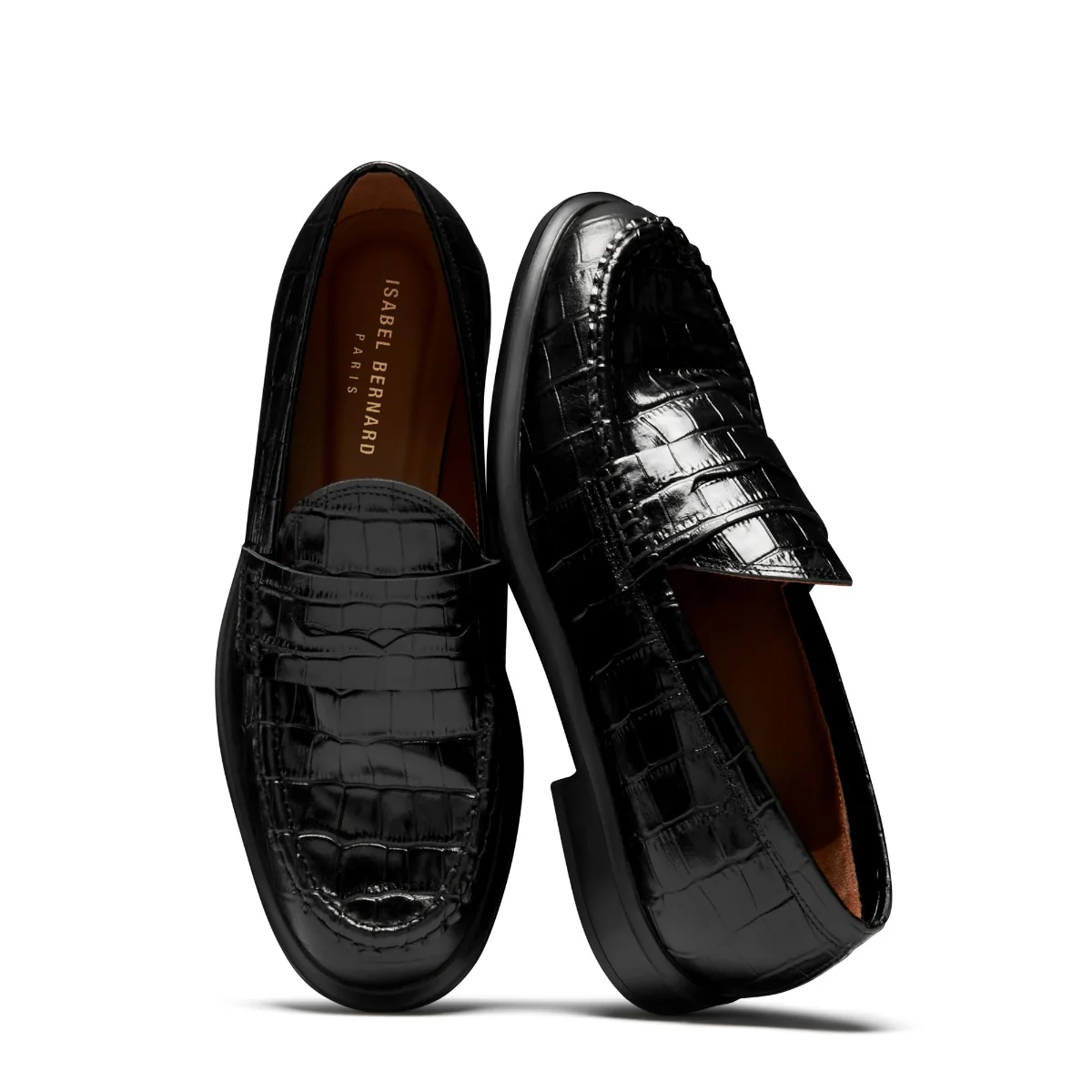 Isabel Bernard Vendôme Blandine Croco Zwarte Kalfsleren Loafers IB51015-201-38 - Image 7