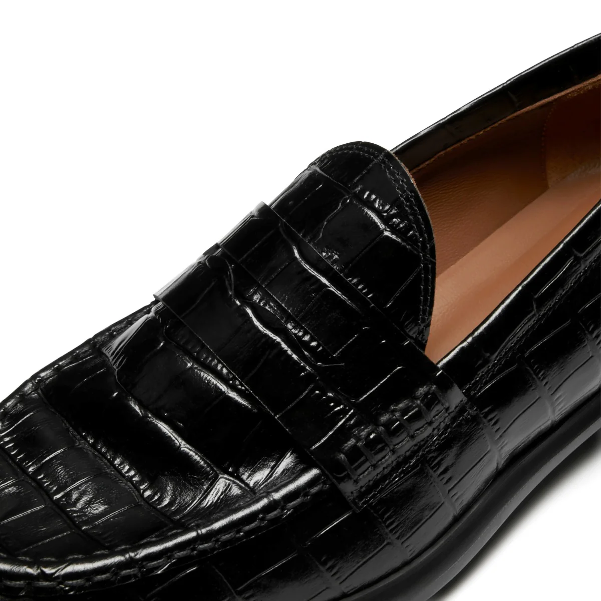 Isabel Bernard Vendôme Blandine Croco Zwarte Kalfsleren Loafers IB51015-201-38 - Image 8