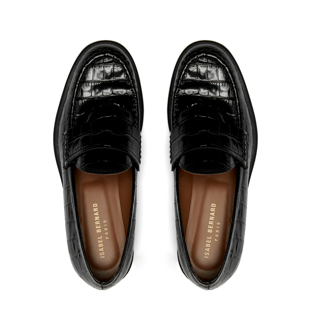 Isabel Bernard Vendôme Blandine Croco Zwarte Kalfsleren Loafers IB51015-201-38 - Image 9