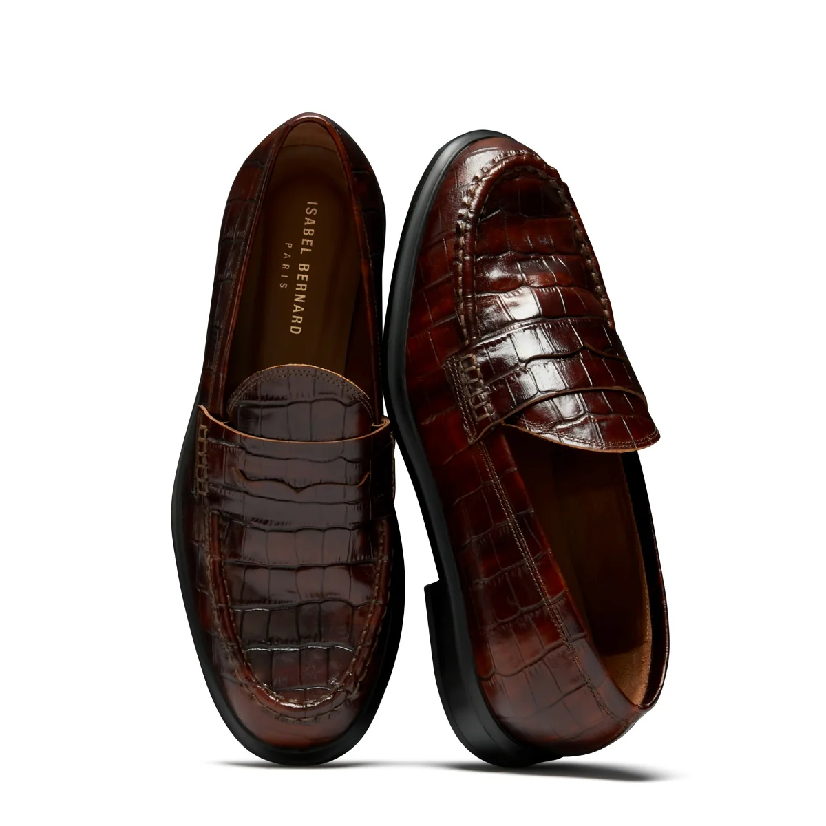 Isabel Bernard Vendôme Blandine Croco Bruine Kalfsleren Loafers IB51015-230-37 - Image 9