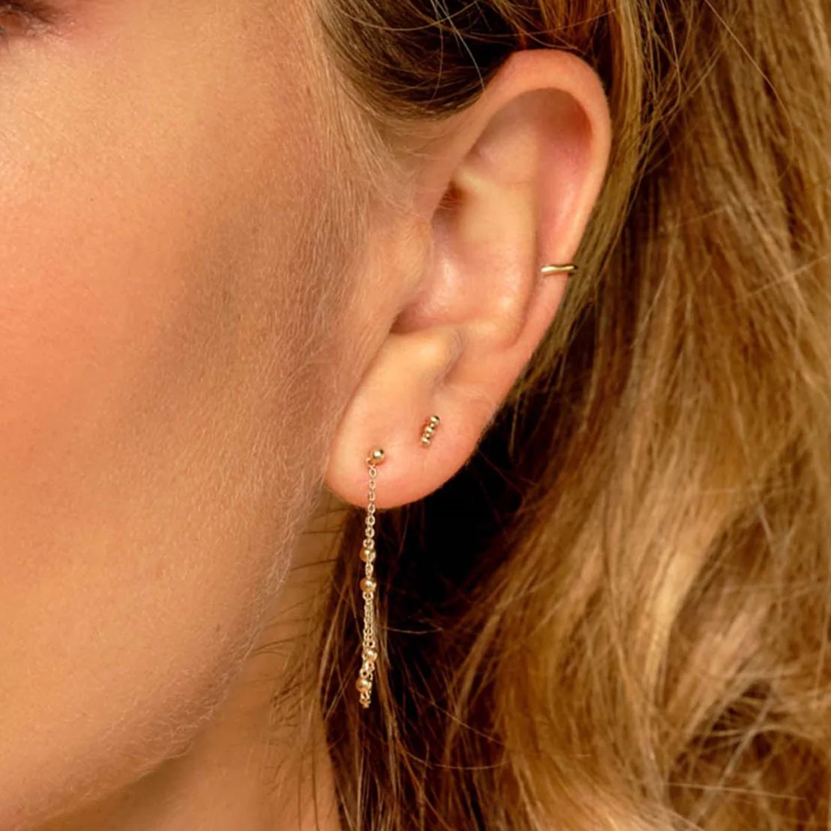 Jackie Gold 14K Golden Ear Studs JKE22.261 - Image 2