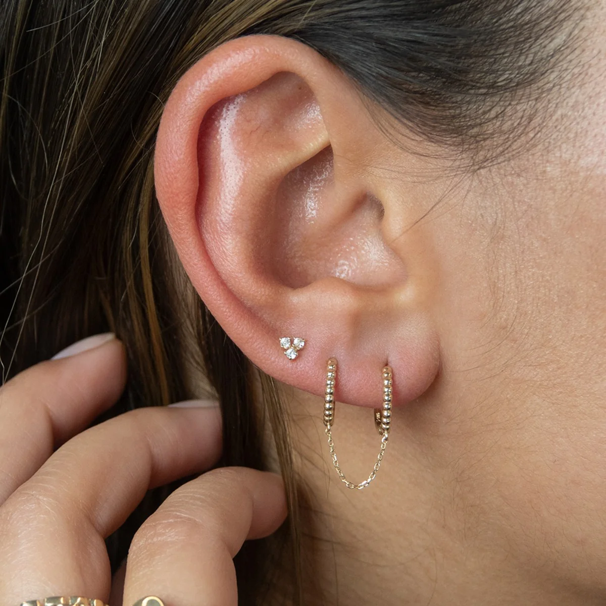 Jackie Gold 14K Golden Ear Studs JKE23.011 - Image 2