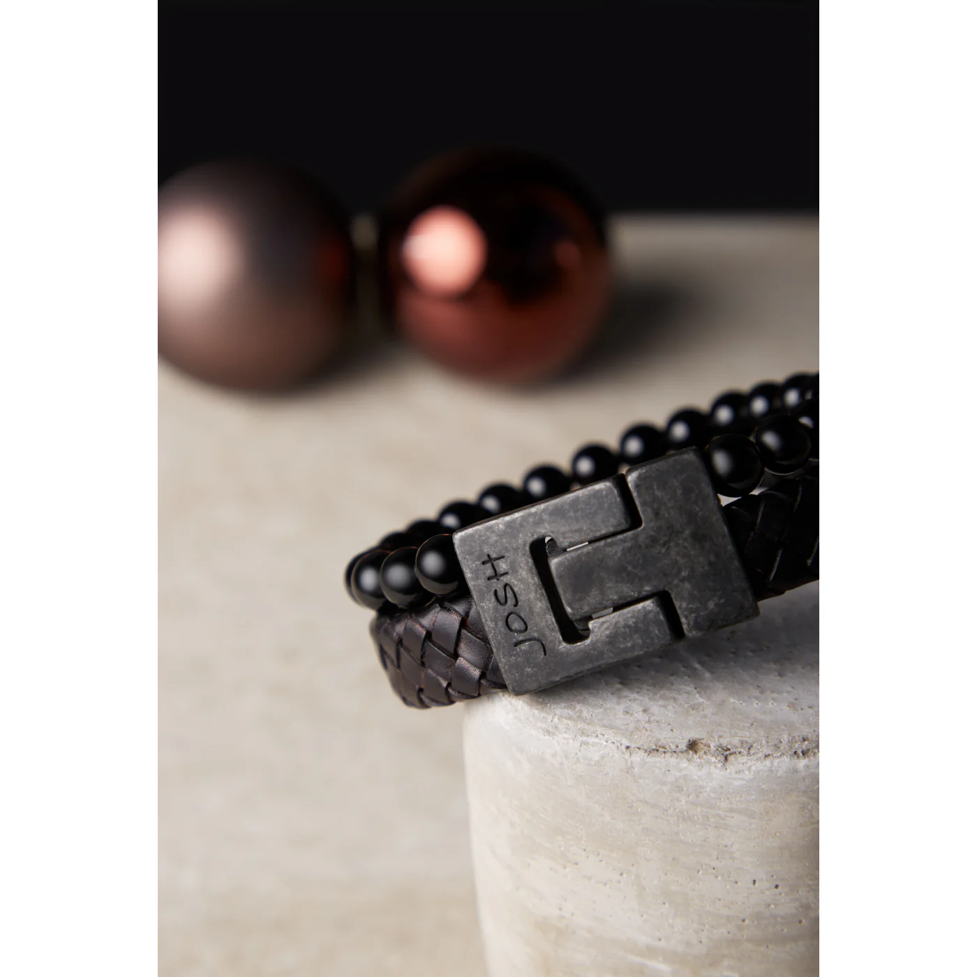 Josh Vintage Black Bracelet 24966-BRA-VB/BLACK/L - Image 3