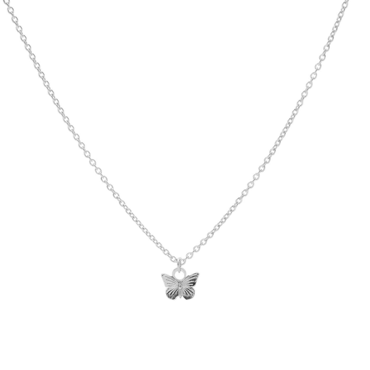 Karma 925 Sterling Silver Butterfly Necklace T230 (Length: 38.00-45.00 cm)