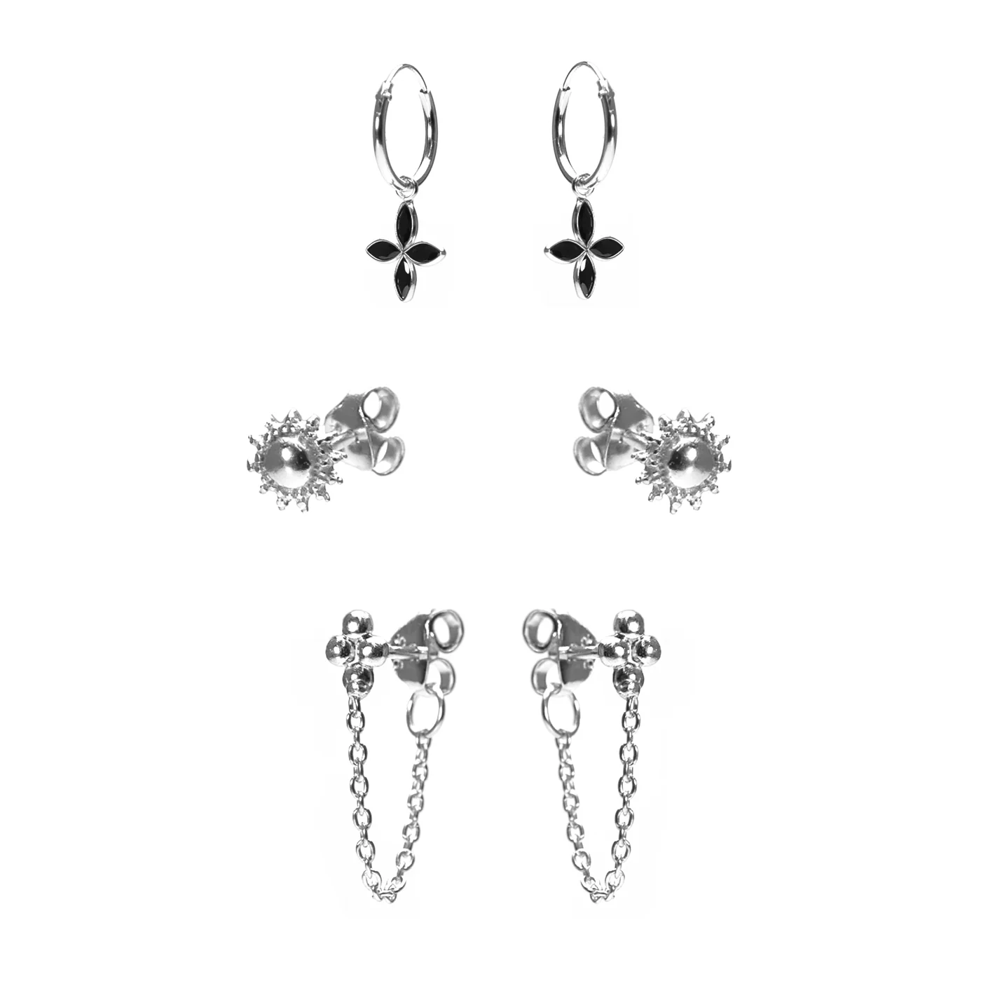 Karma 925 Sterling Silver Earparty Star Dots and Sun Earrings Earparty-32
