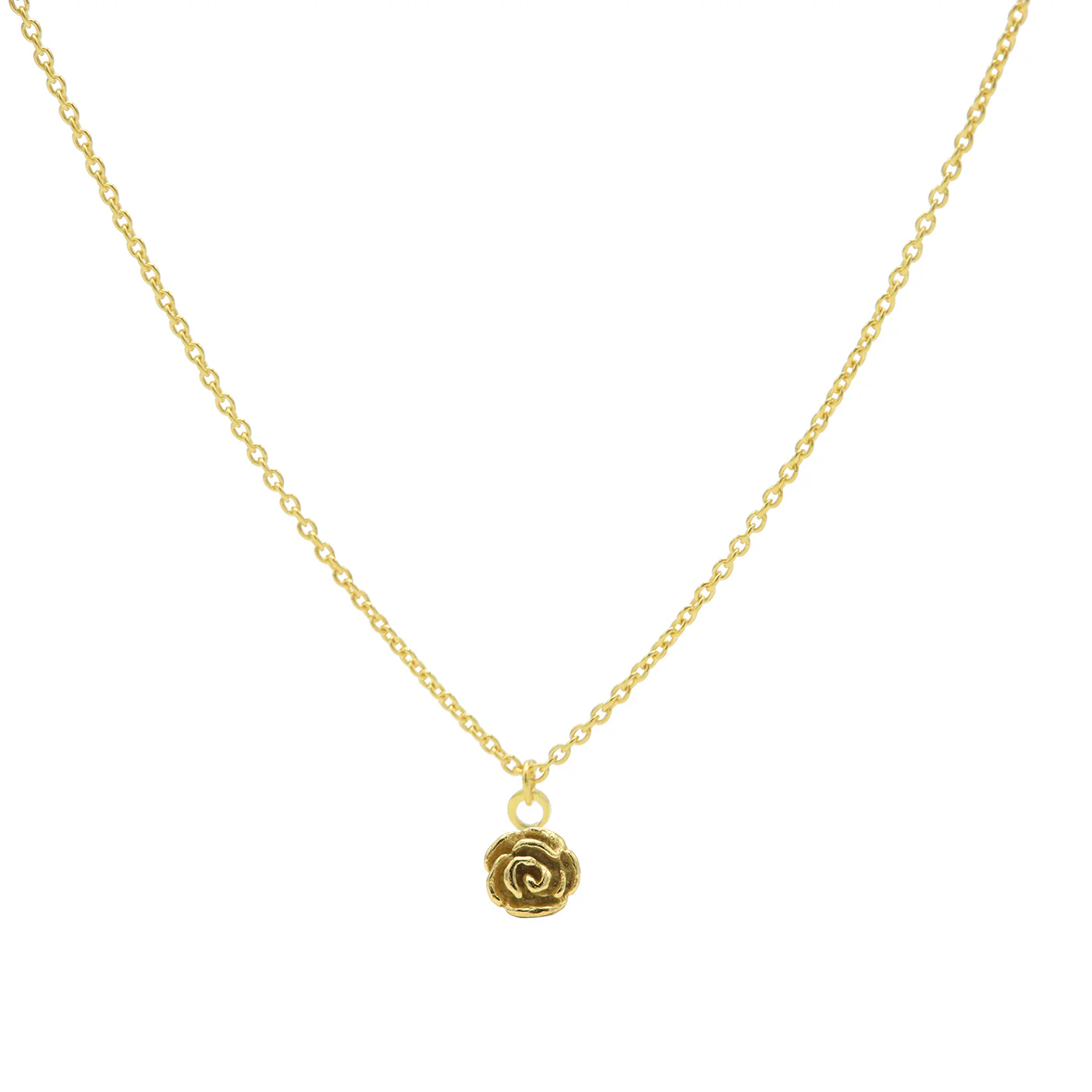 Karma 925 Sterling Silver Flower Gold-coloured Necklace T235 (Length: 38.00-45.00 cm)