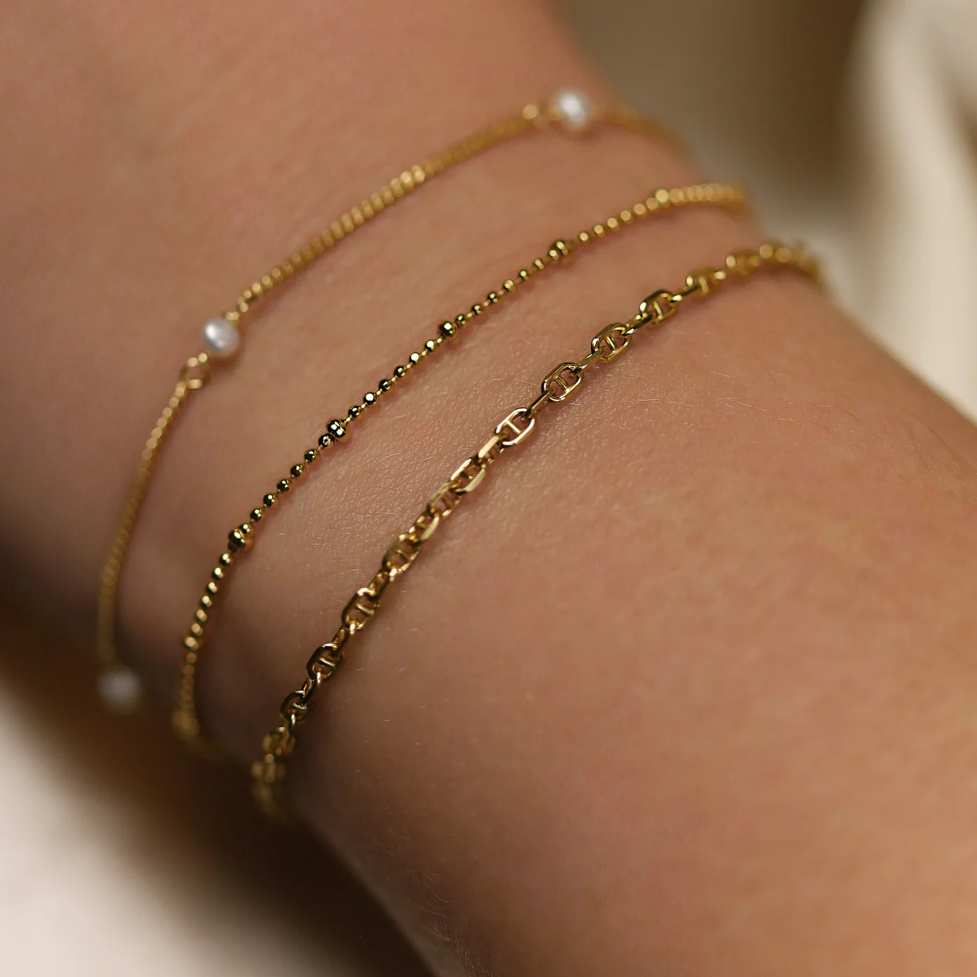 Karma 925 Sterling Silver Gold-coloured Dots Diamonds Bracelet 94127GP (Length: 16.50 - 19.00 cm) - Image 3