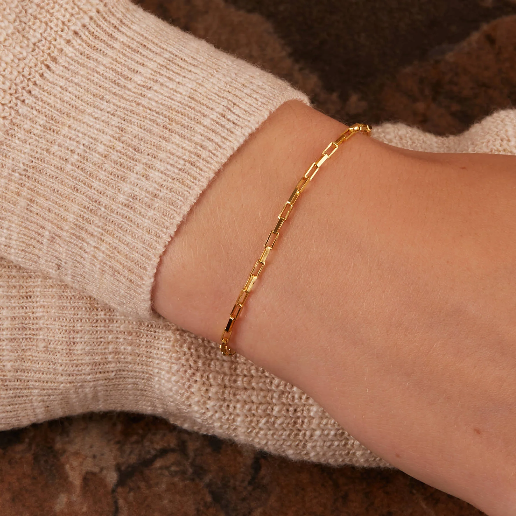 Karma 925 Sterling Silver Gold-coloured Square Chain Bracelet 94120 (Length: 16.50 - 19.00 cm) - Image 2
