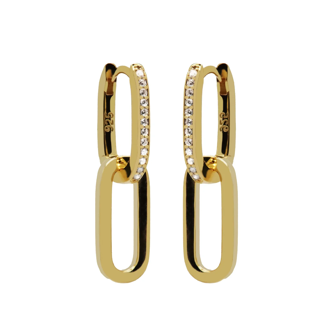 Karma 925 Sterling Silver Gold-coloured Zirconia Densely Hoop Earrings H233GP