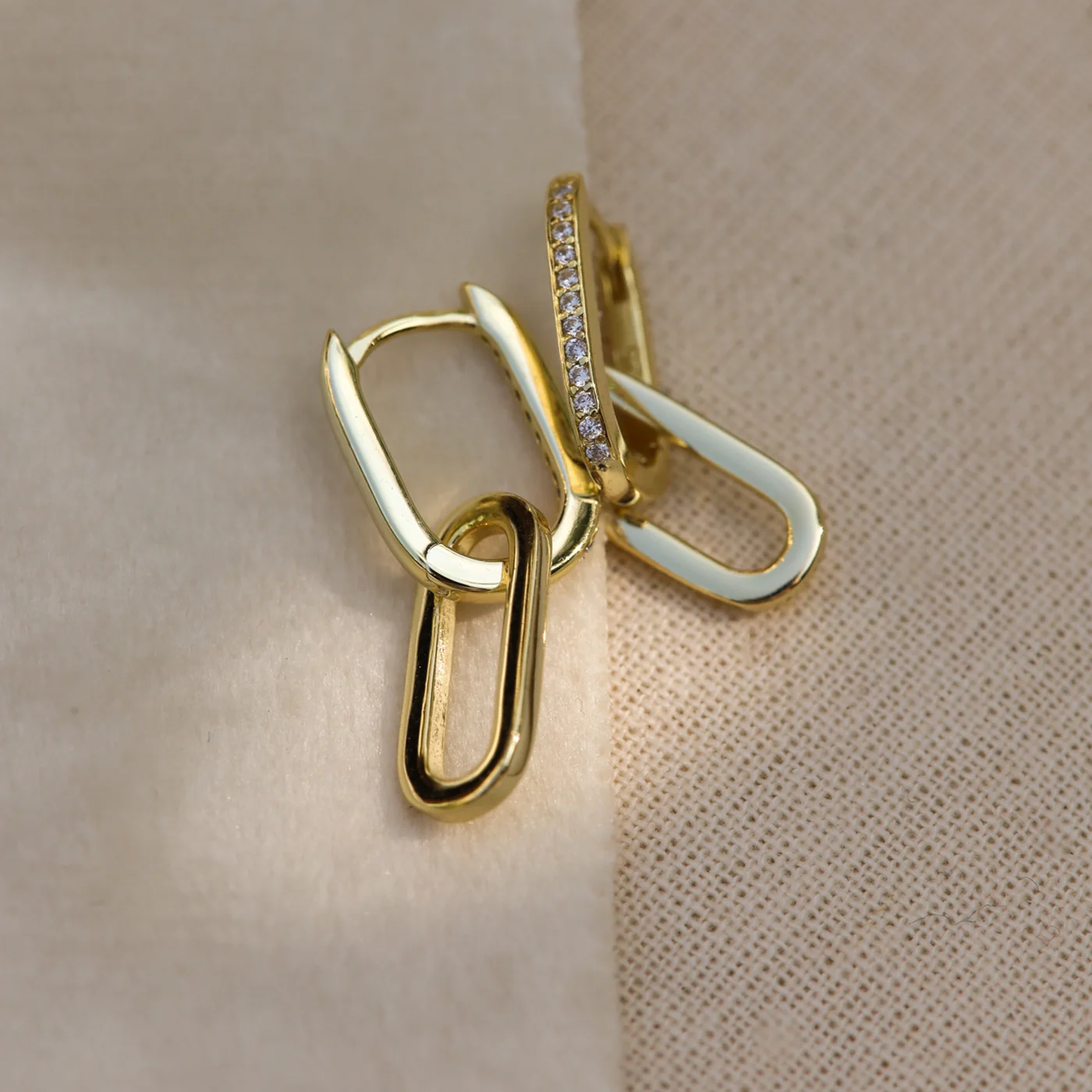 Karma 925 Sterling Silver Gold-coloured Zirconia Densely Hoop Earrings H233GP - Image 3