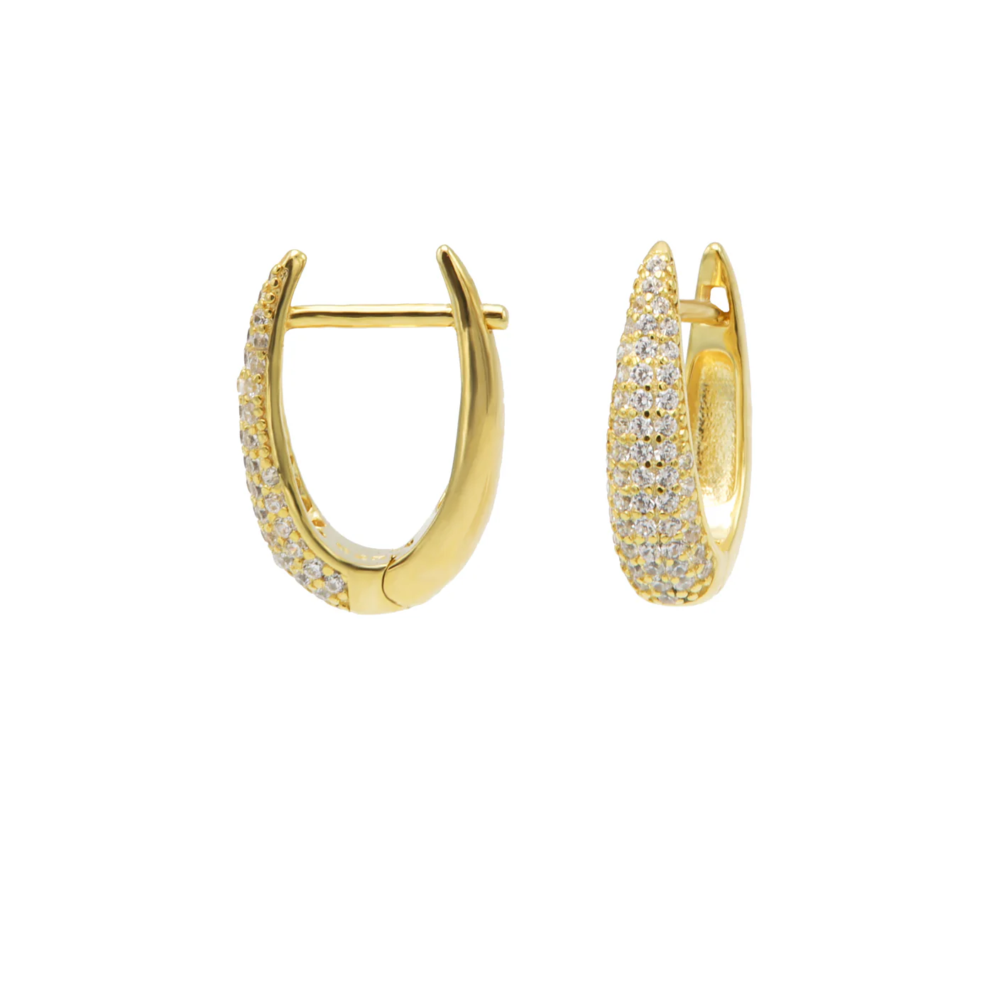 Karma 925 Sterling Silver Gold-coloured Zirconia Oval Hoop Earrings M3214GP