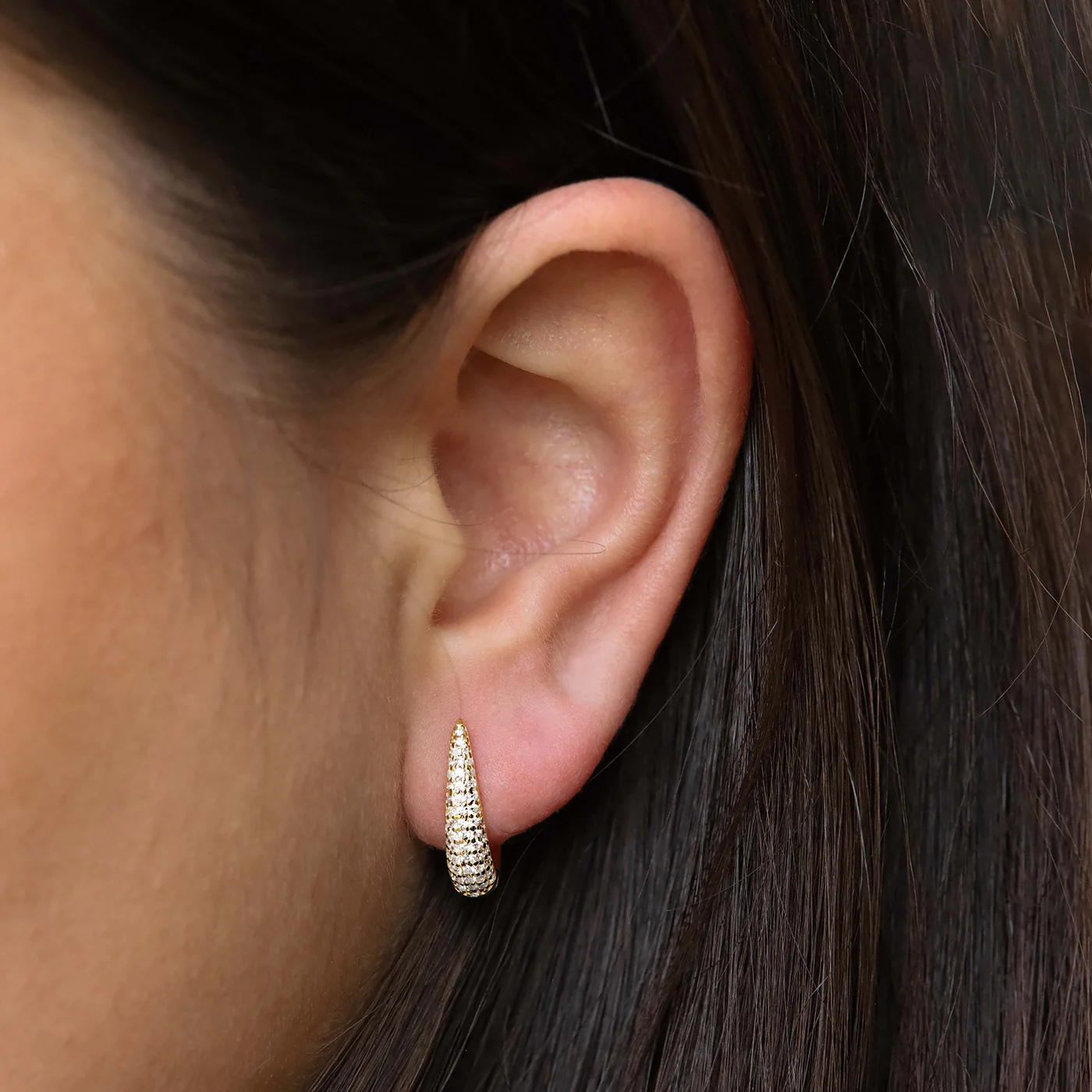 Karma 925 Sterling Silver Gold-coloured Zirconia Oval Hoop Earrings M3214GP - Image 2