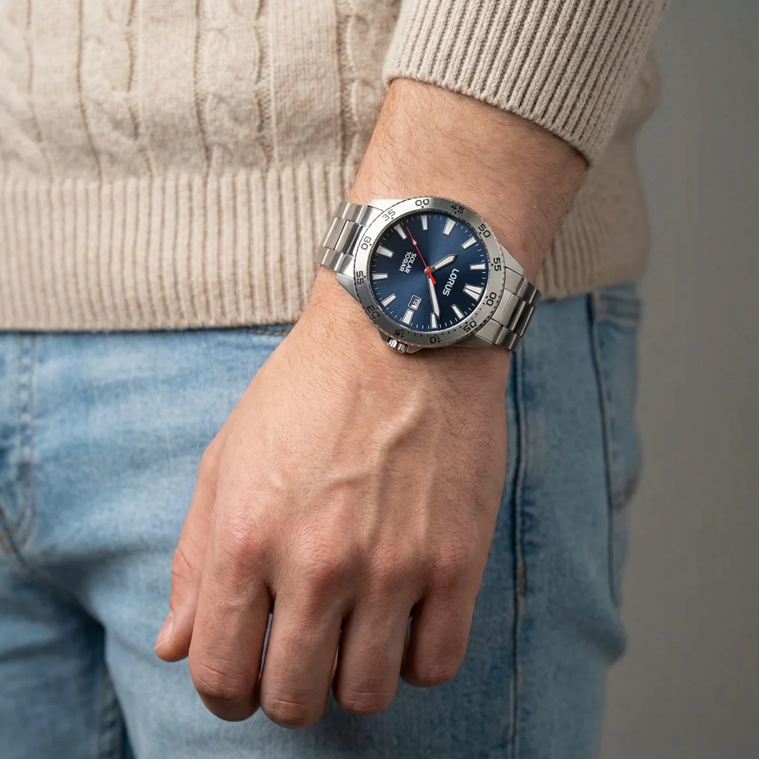 Lorus Solar Herenhorloge Met Blauwe Wijzerplaat RX341AX9 - Image 3