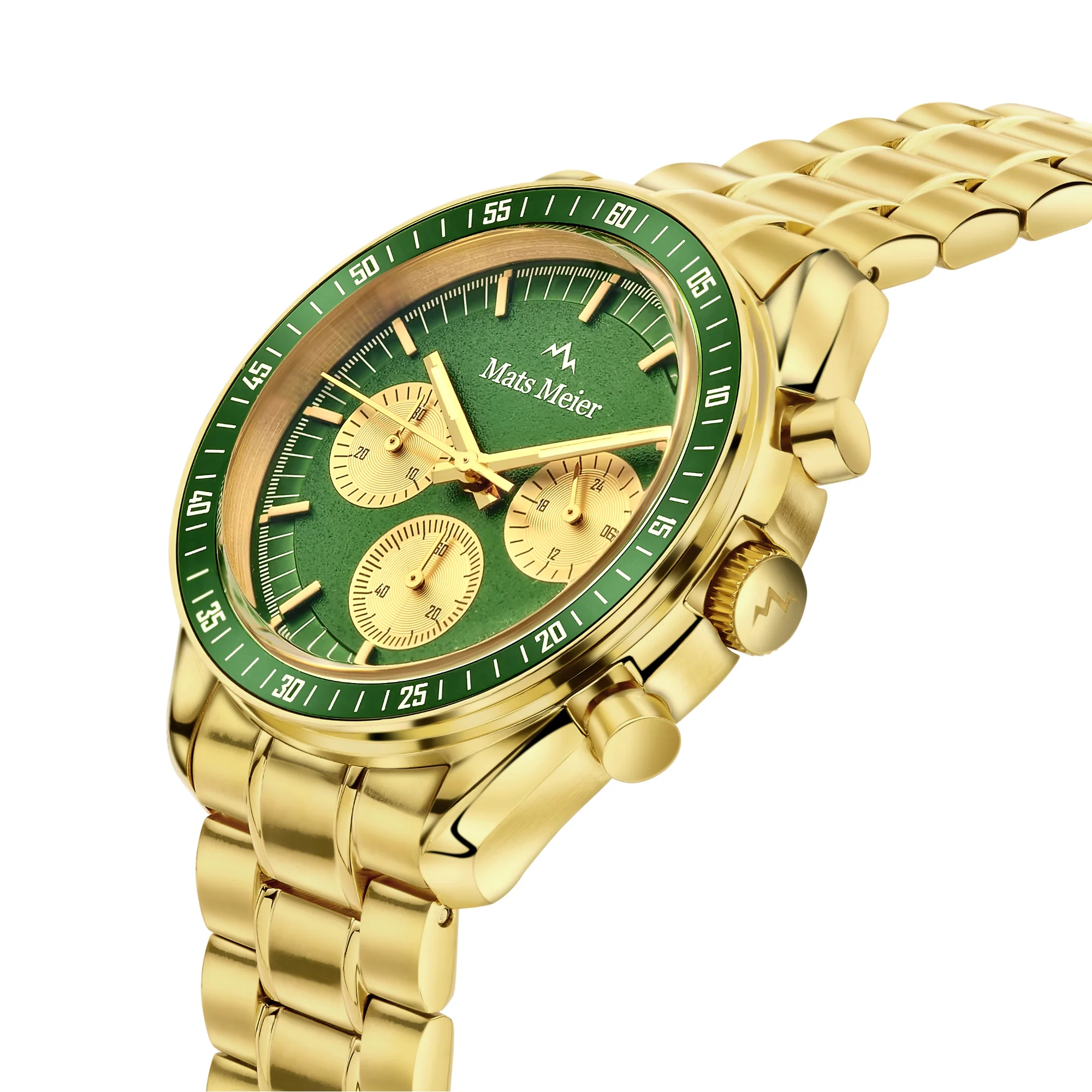 Mats Meier Arosa Racing Chronograaf Herenhorloge Goudkleurig en Groen MM50017 - Image 4