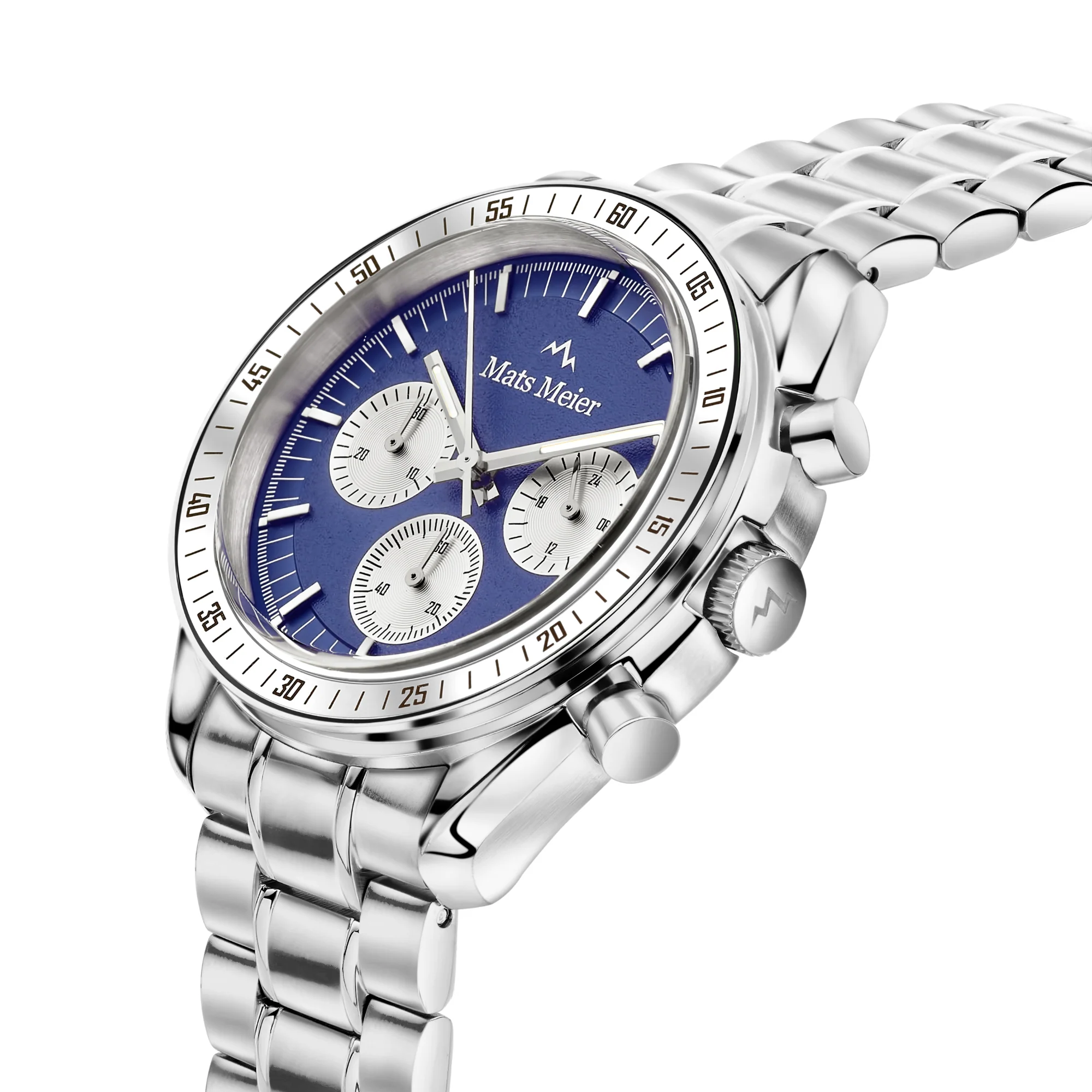 Mats Meier Arosa Racing Chronograaf Herenhorloge Zilverkleurig en Blauw MM50014 - Image 4