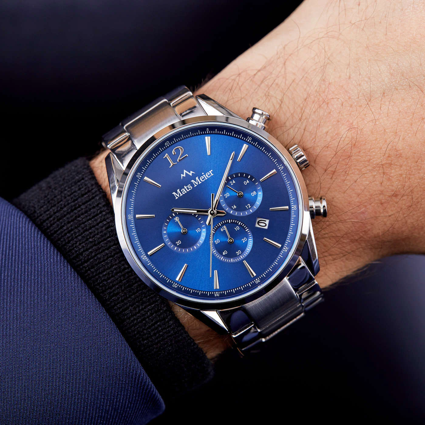 Mats Meier Grand Cornier Chrono Blauw/Zilverkleurig horloge MM00108 - Image 3