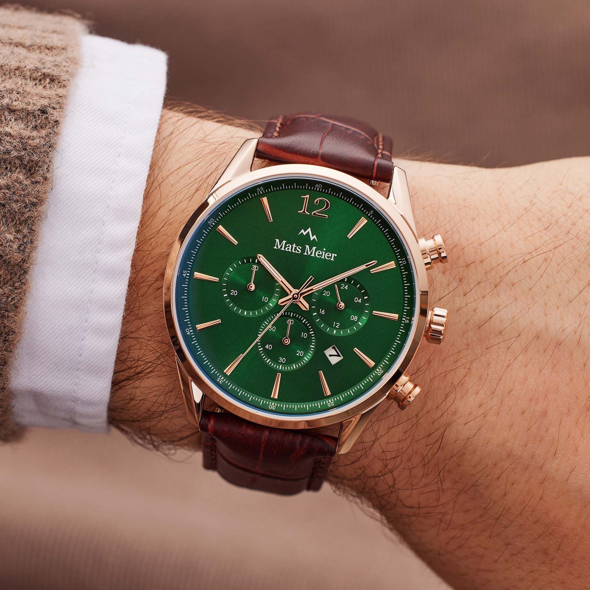 Mats Meier Grand Cornier Chrono Groen/Rosegoudkleurig horloge MM00114 - Image 2