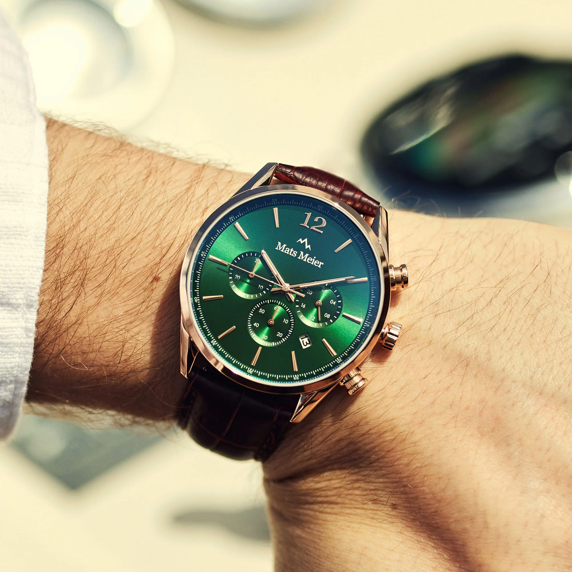 Mats Meier Grand Cornier Chrono Groen/Rosegoudkleurig horloge MM00114 - Image 3