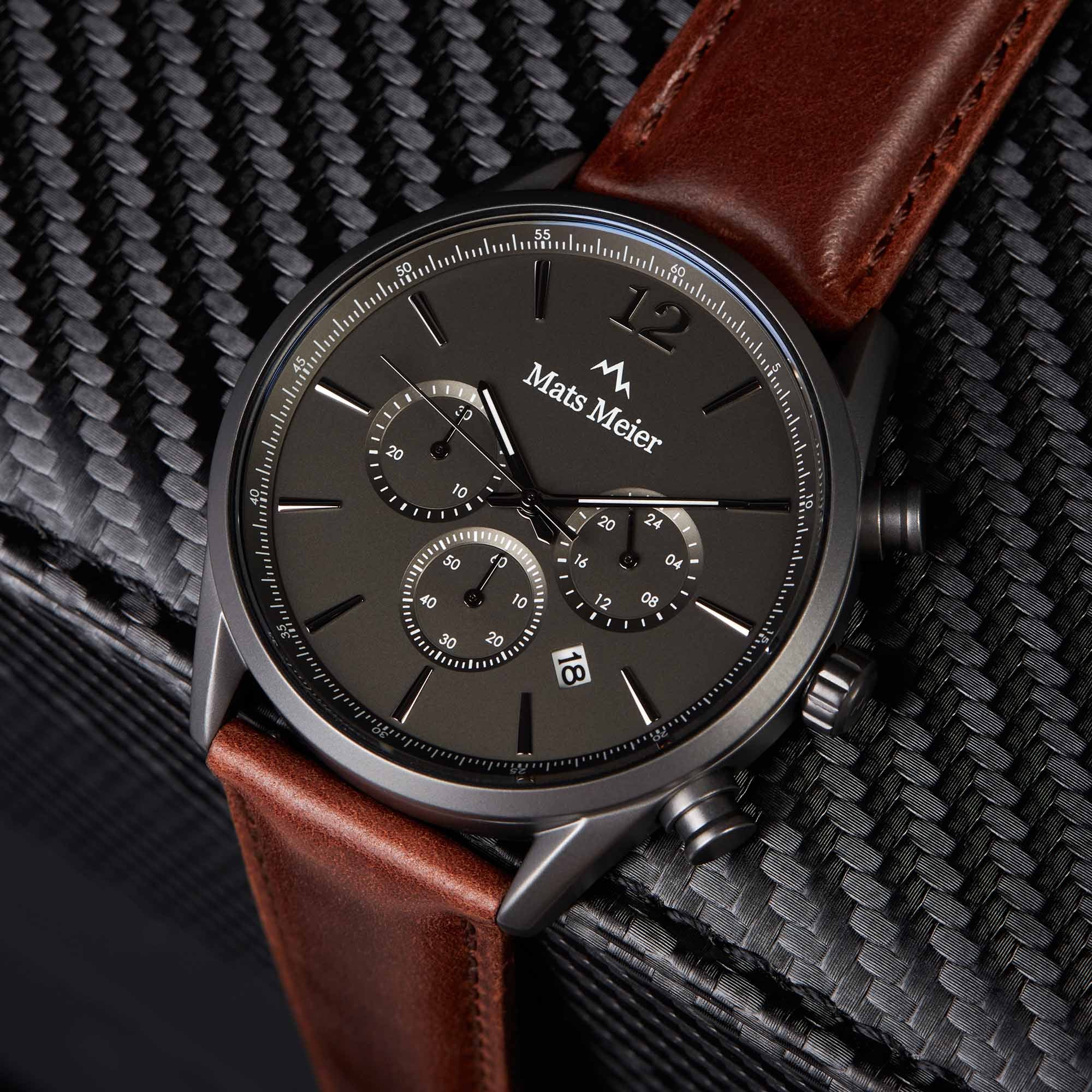 Mats Meier Grand Cornier Chrono Gunmetal/DonkerBruine Horloge MM00104 - Image 10