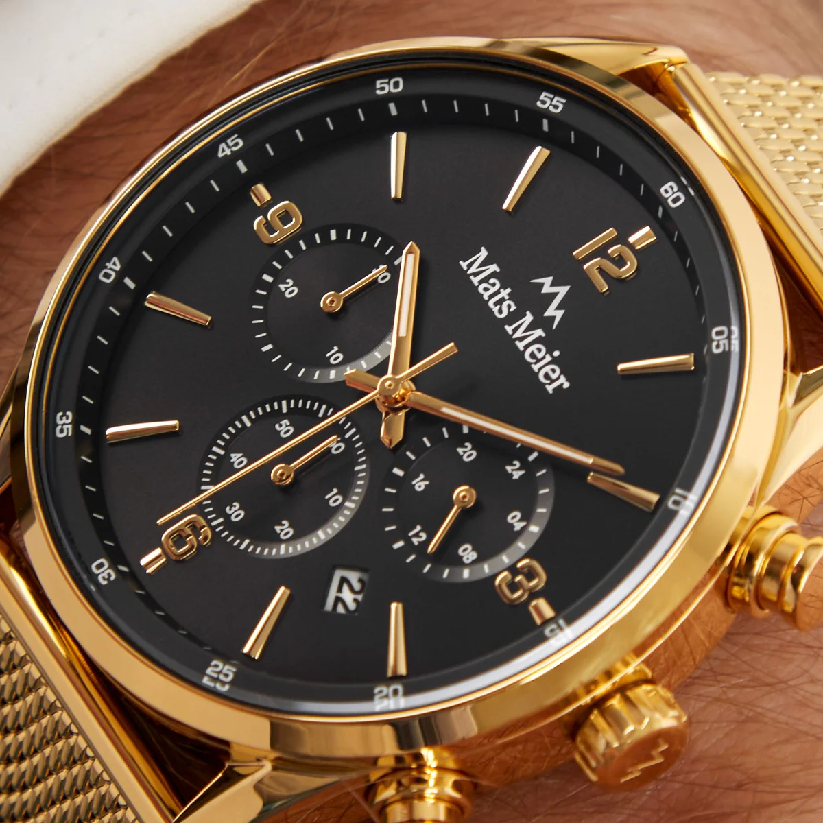 Mats Meier Grand Cornier Chronograaf Herenhorloge Goudkleurig met Zwart MM00138 - Image 3