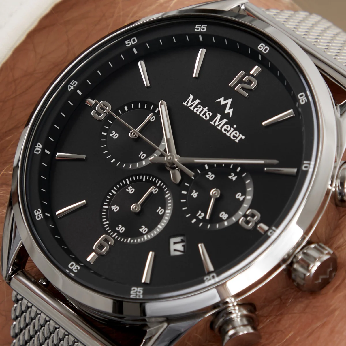 Mats Meier Grand Cornier Chronograaf Herenhorloge Zilverkleurig met Zwart MM00132 - Image 3