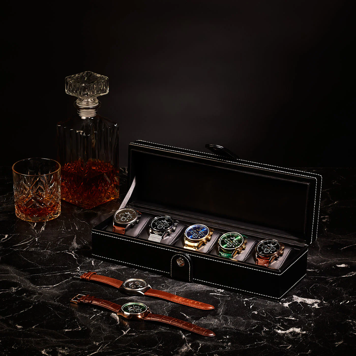Mats Meier Mont Fort Zwarte Horlogebox voor 5 Horloges MM-Watchbox-1907 - Image 4
