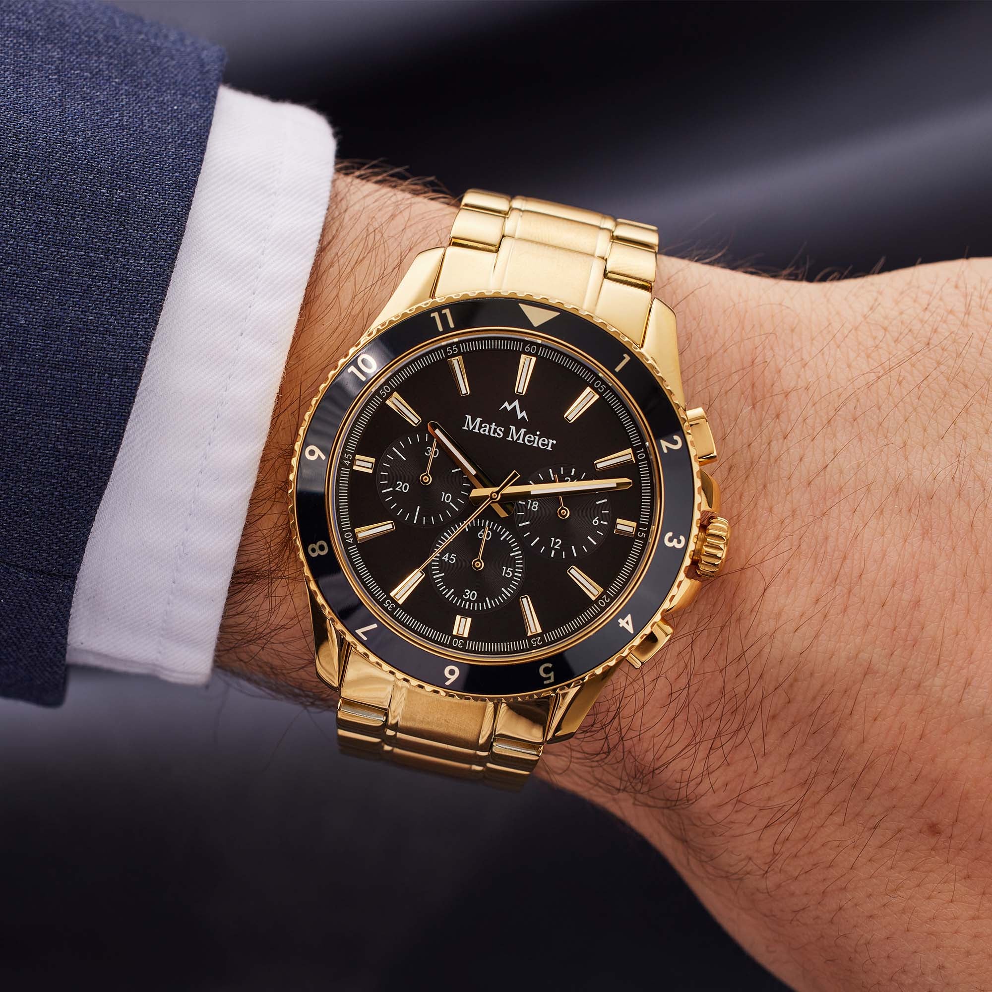 Mats Meier Ponte dei Salti Chronograaf Herenhorloge Goudkleurig en Zwart MM00509 - Image 2