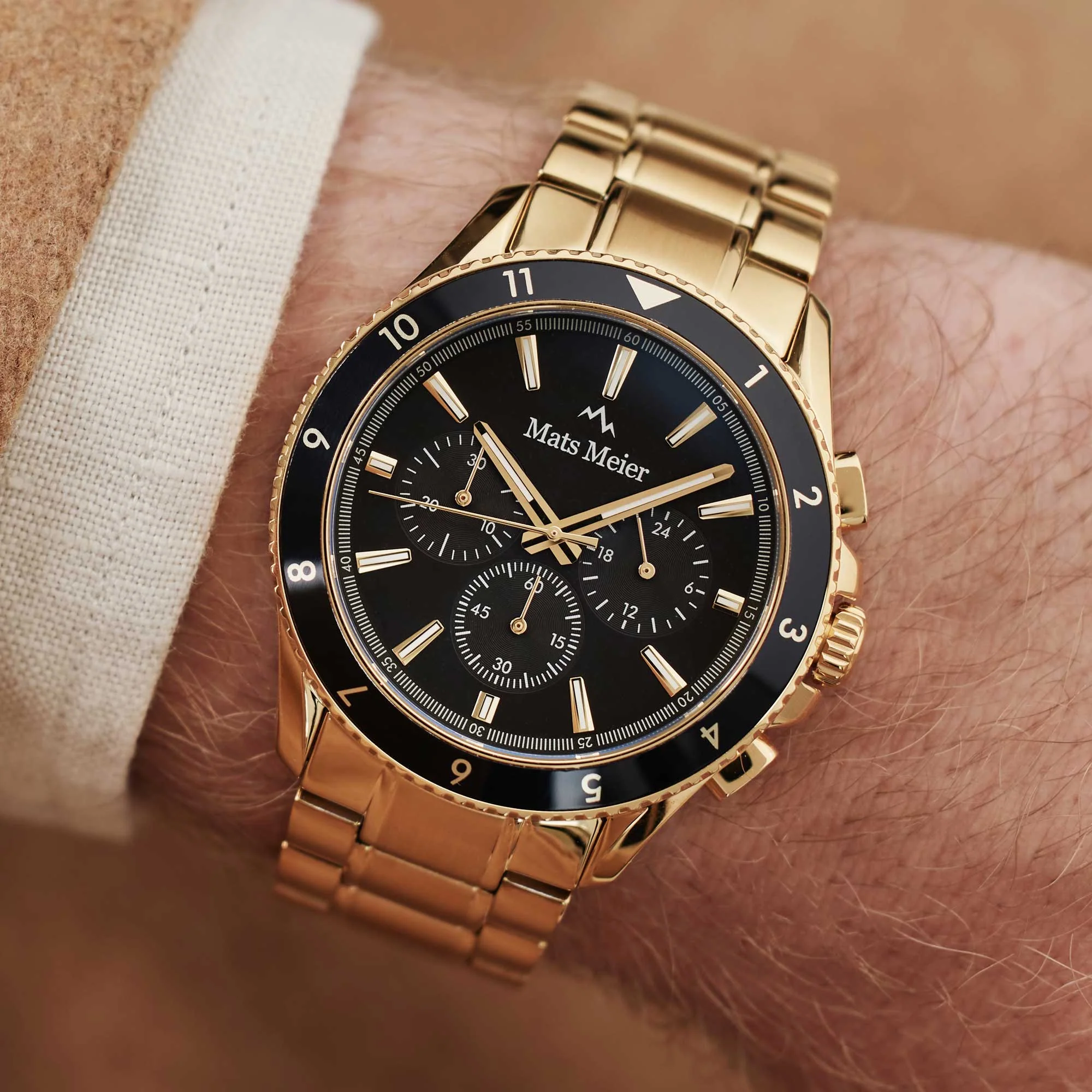 Mats Meier Ponte dei Salti Chronograaf Herenhorloge Goudkleurig en Zwart MM00509 - Image 3