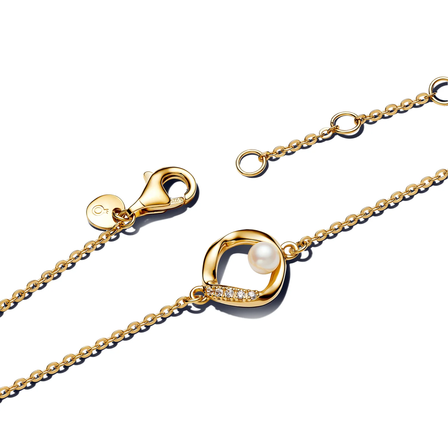 Pandora Essence Gold Plated Organisch Gevormde Pavé Parelarmband 563830C01-18 - Image 2