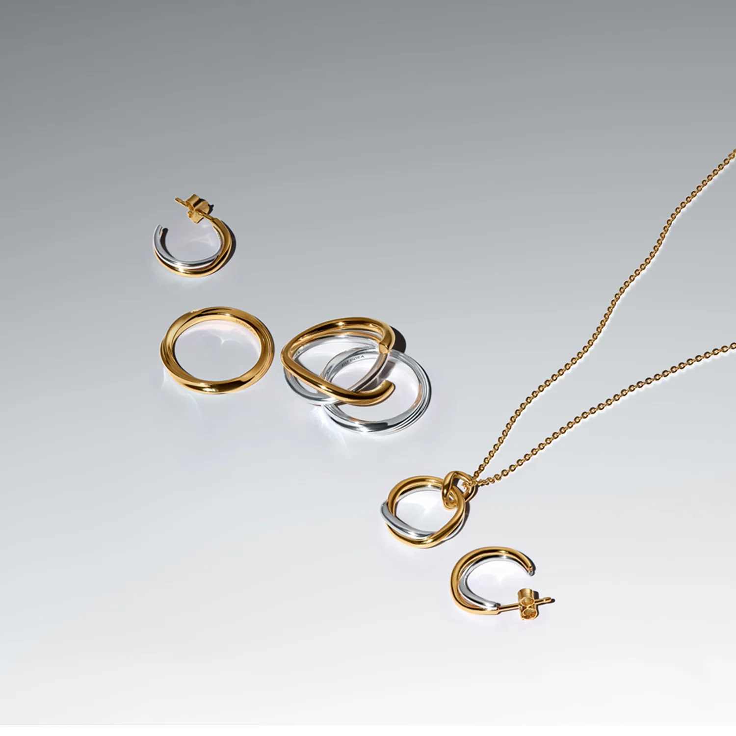 Pandora Essence Gold Plated Organisch Gevormde Tweekleurige Bedelketting 363882C00-45 - Image 4