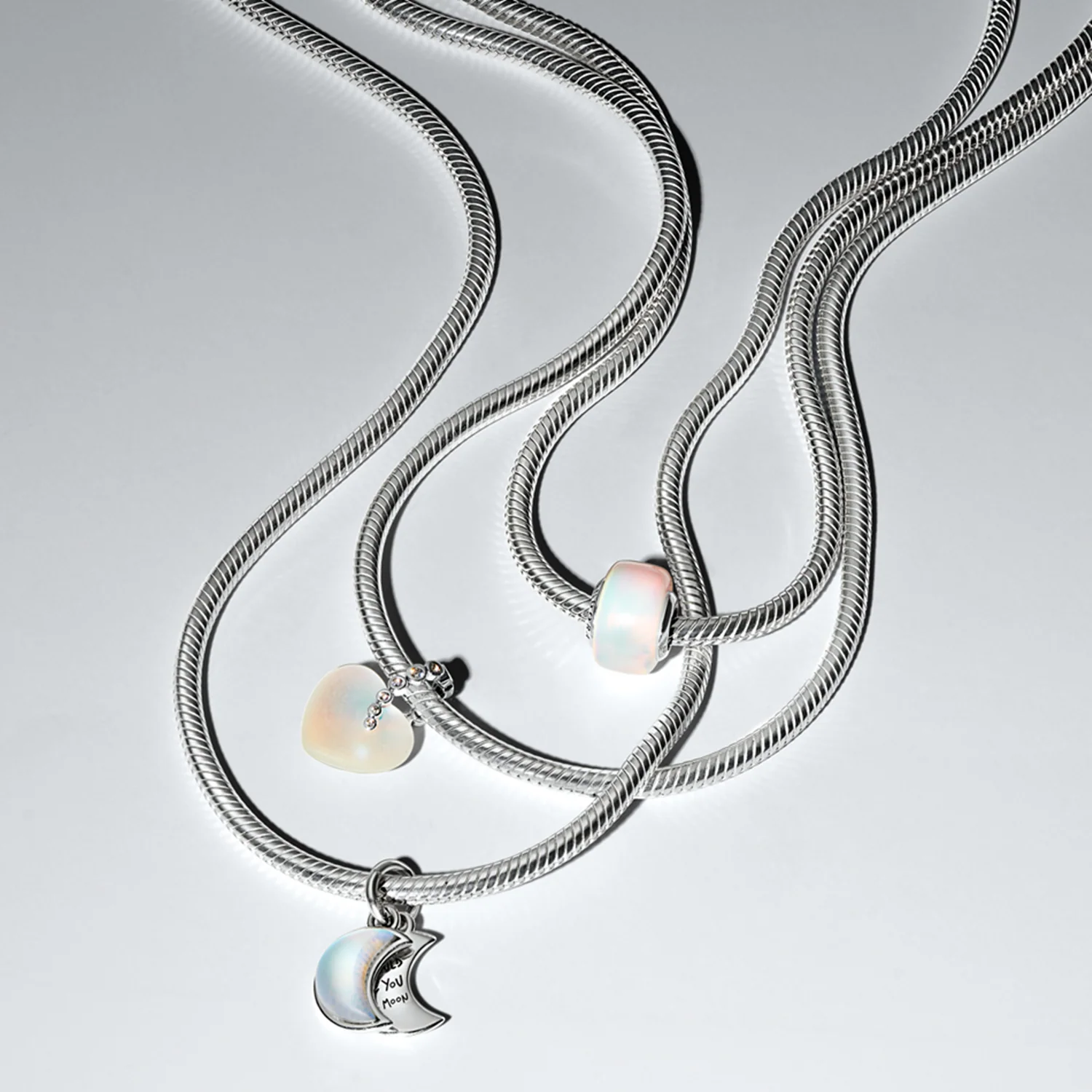Pandora Moments 925 Sterling Silver Crescent Moon Double Dangle Charm 794272C01 - Image 5