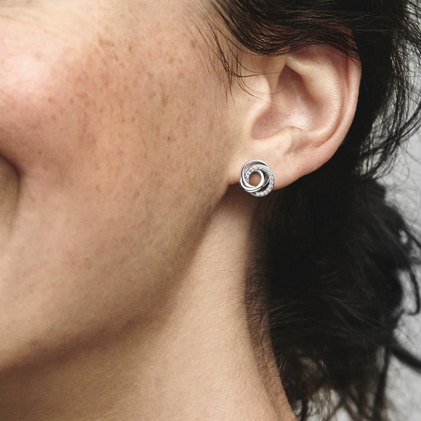 Pandora Moments 925 Sterling Silver Family Always Encircled Ear Studs 291076C01 - Image 3