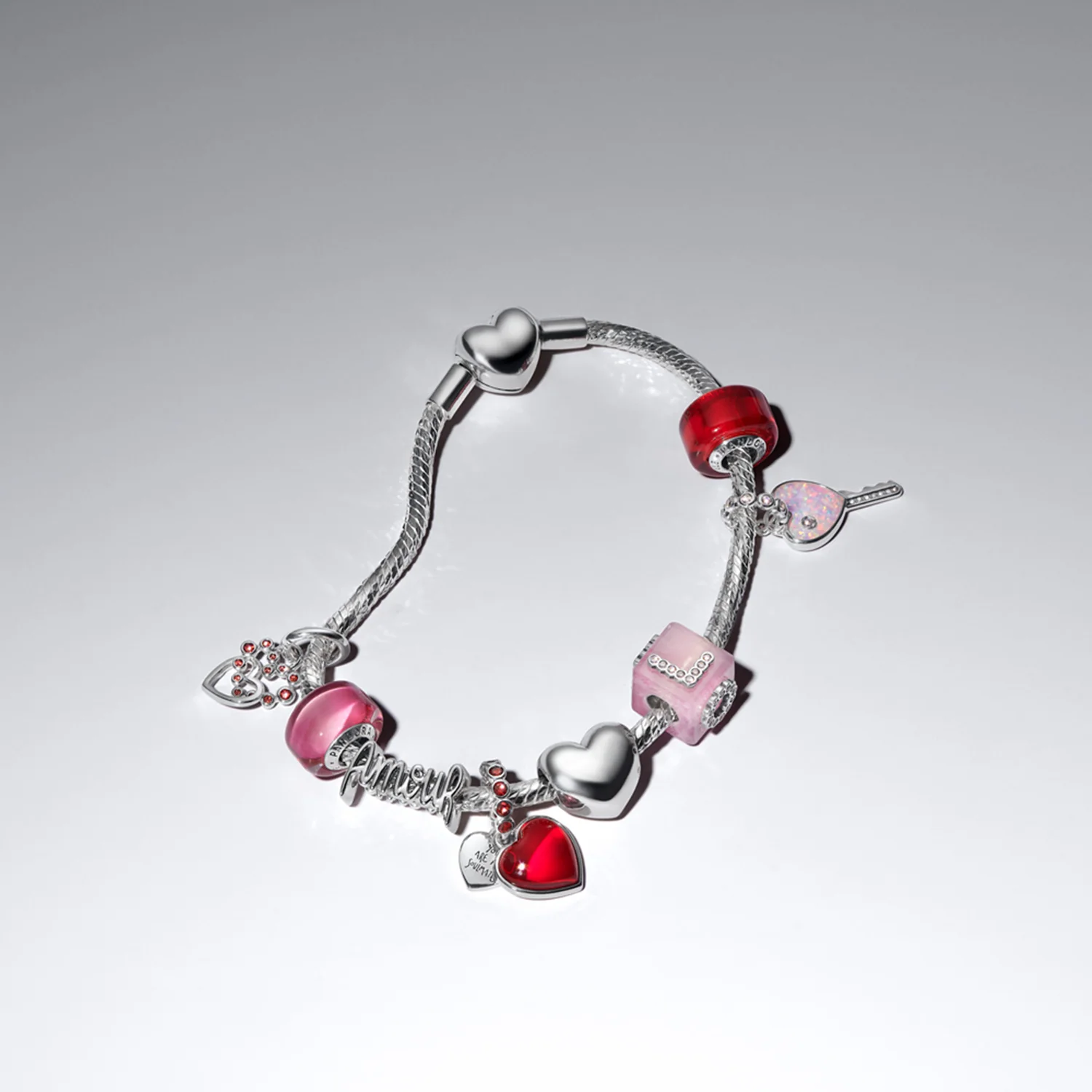 Pandora Moments 925 Sterling Silver Red Murano Glass Red Heart Hanging Charm 794429C01 - Image 3