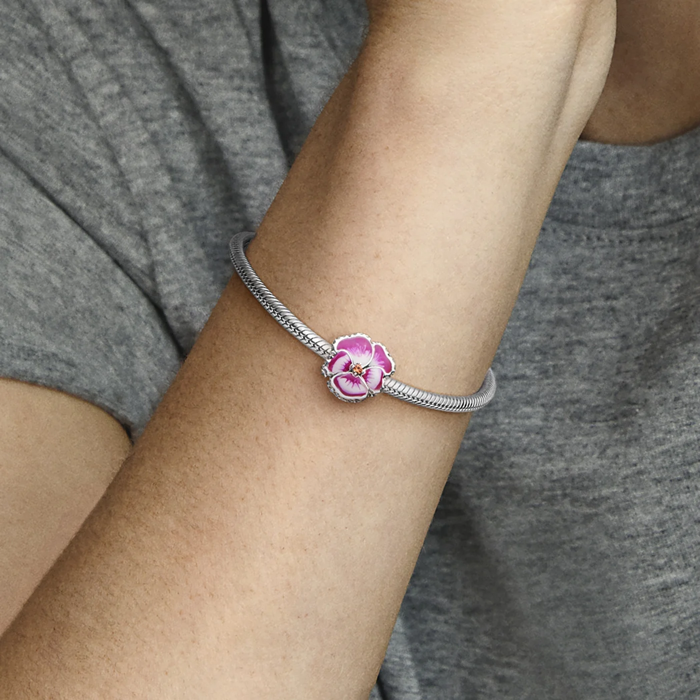 Pandora Moments 925 Sterling Silver Roze Viooltje Bedel 790777C01 - Image 3