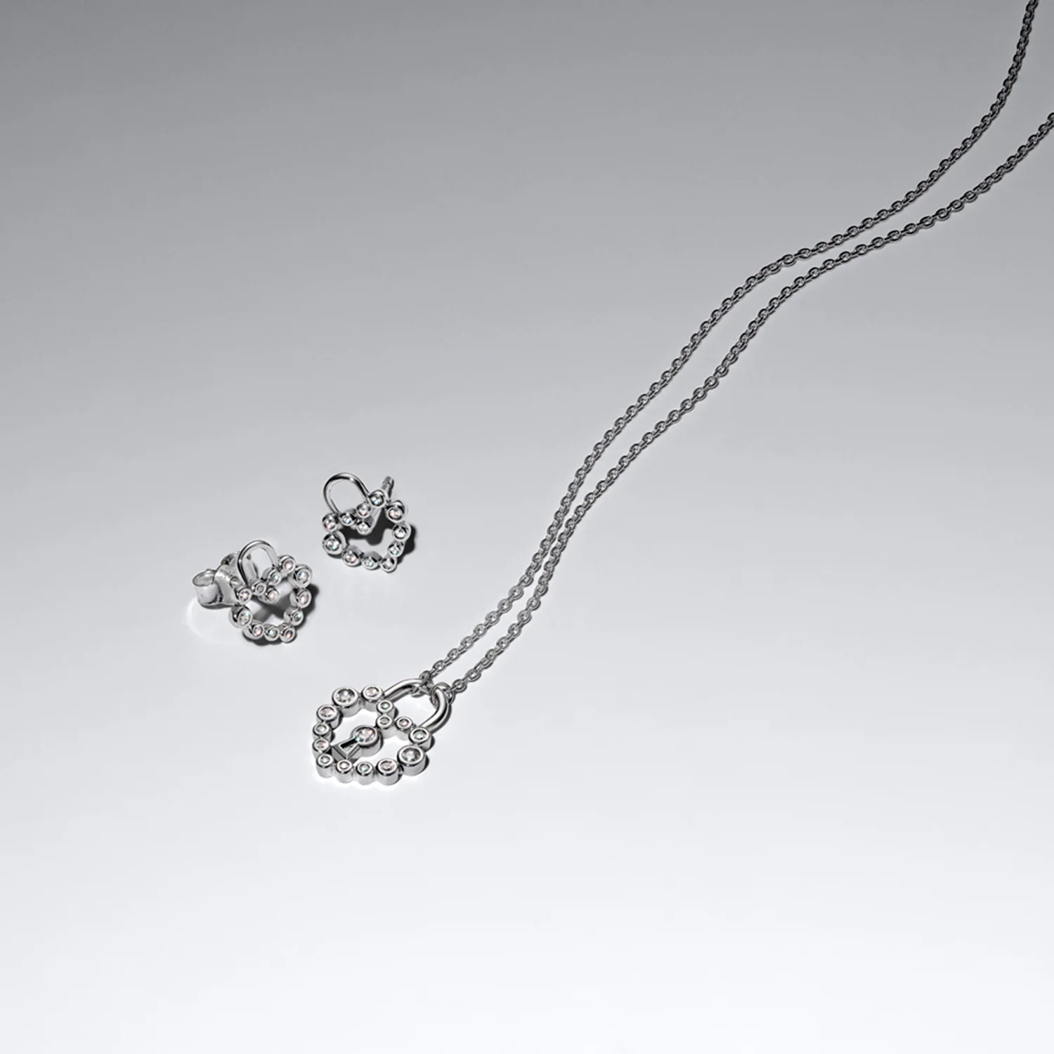 Pandora Moments 925 Sterling Silver Sparkling Heart Padlock Stud Earrings 294419C01 - Image 4