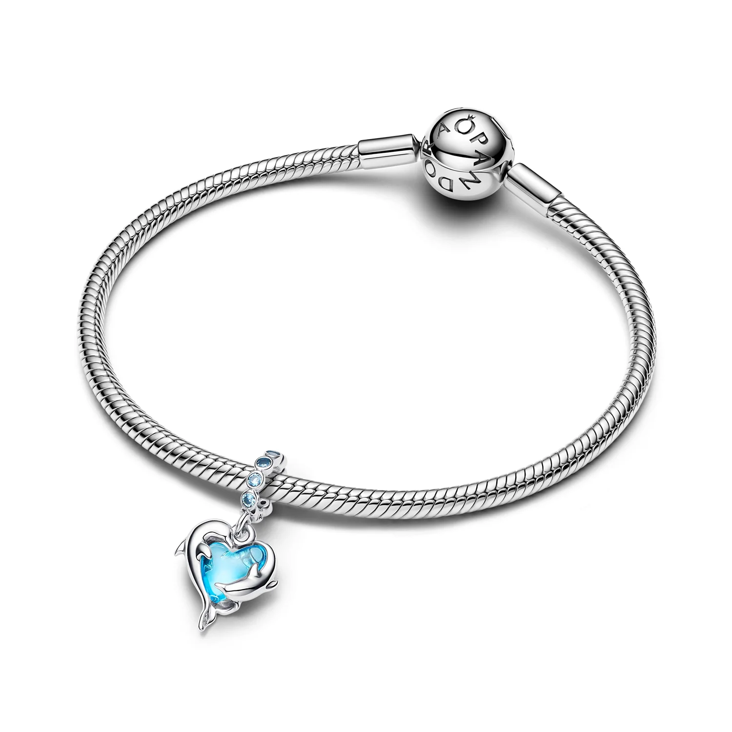 Pandora Moments 925 Sterling Zilveren Blauwe Murano Glas Dolfijnen Bedel 793924C01 - Image 3