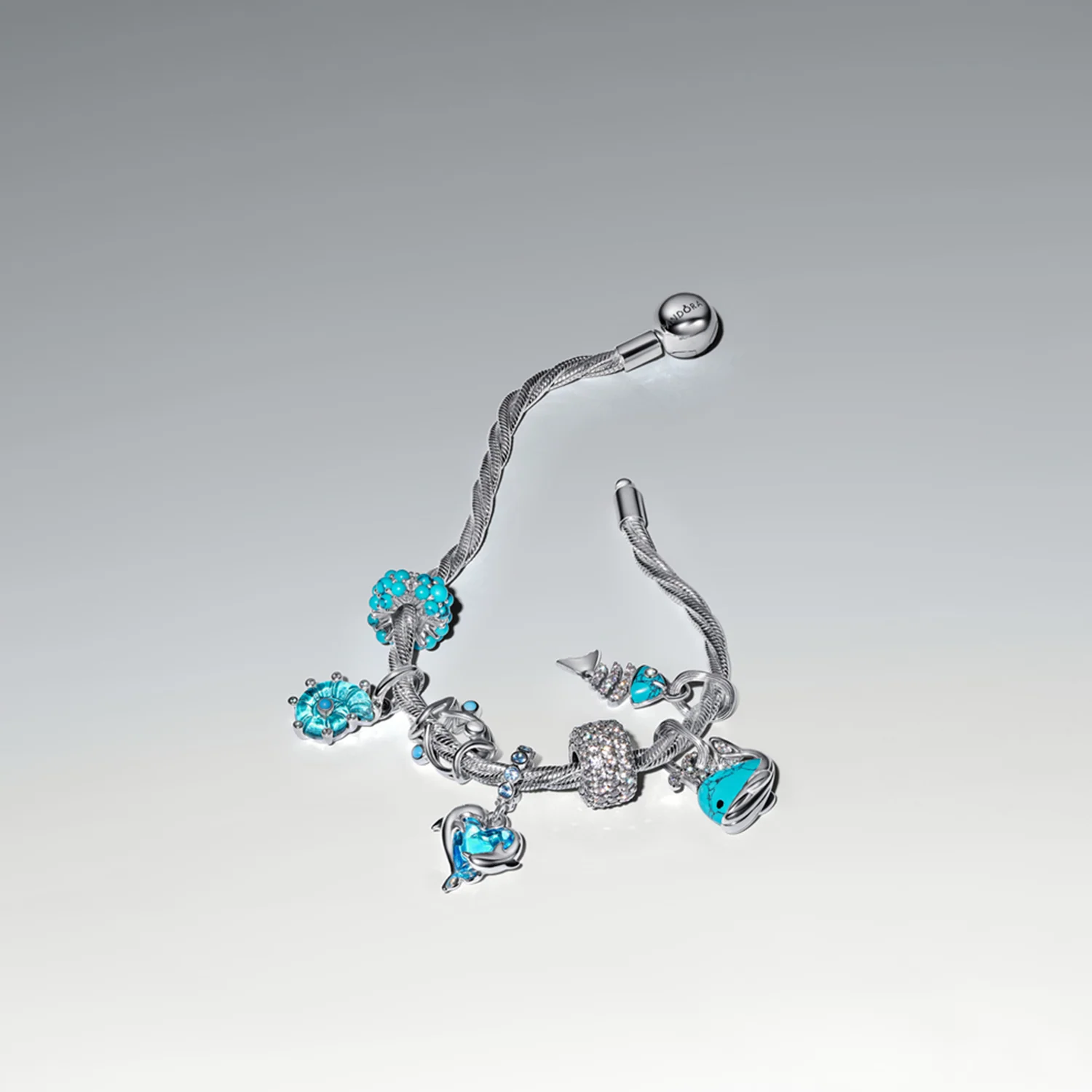 Pandora Moments 925 Sterling Zilveren Turquoise Walvis Bedel 793822C01 - Image 4