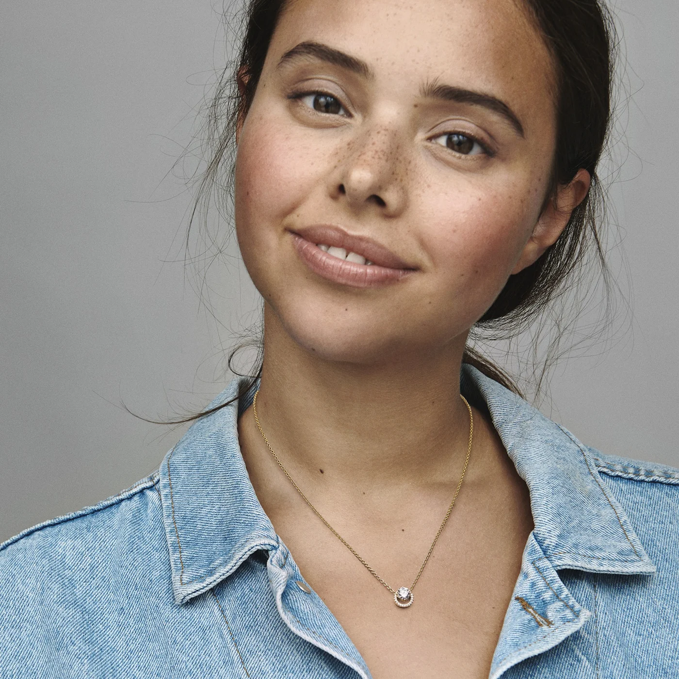 Pandora Timeless Gold-coloured Sparkling Round Halo Necklace Gold Plated 361174C01-45 (Length: 45.00 cm) - Image 2