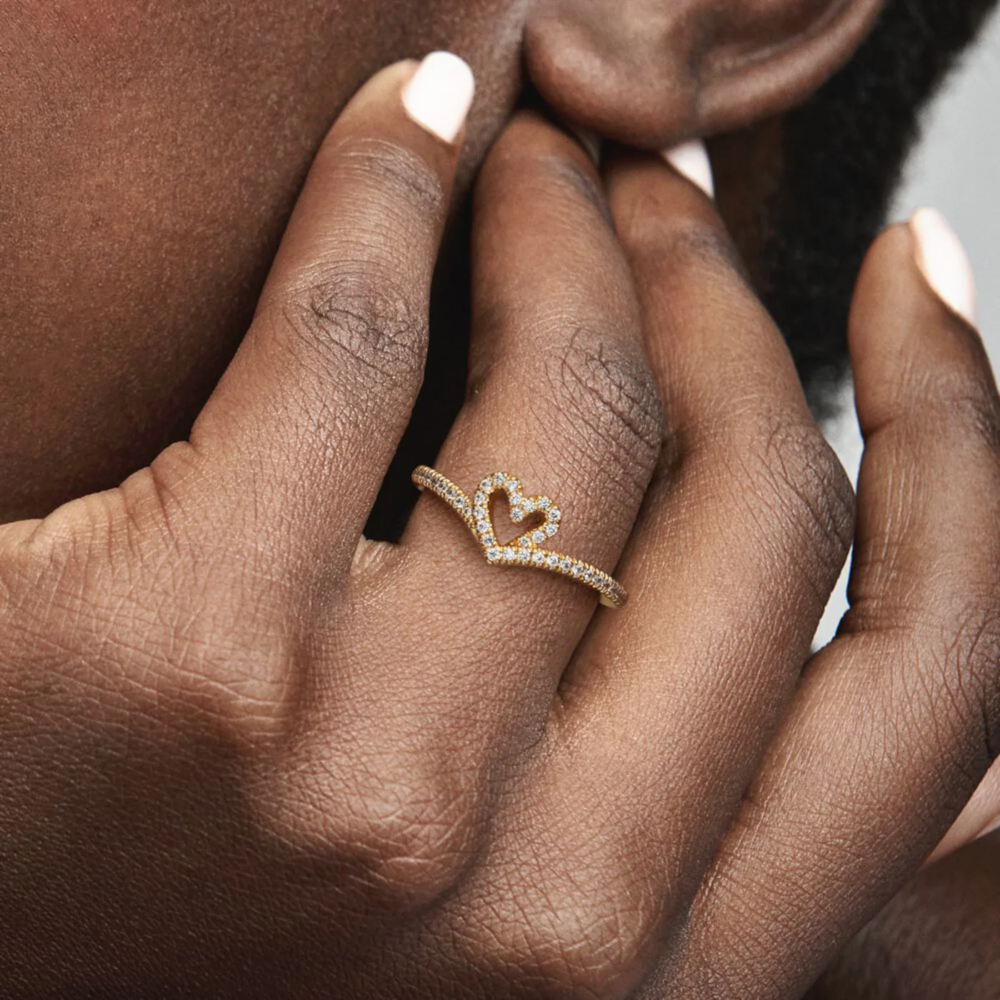 Pandora Timeless Gold-coloured Wishbone Heart Ring 169302C01-56 - Image 3