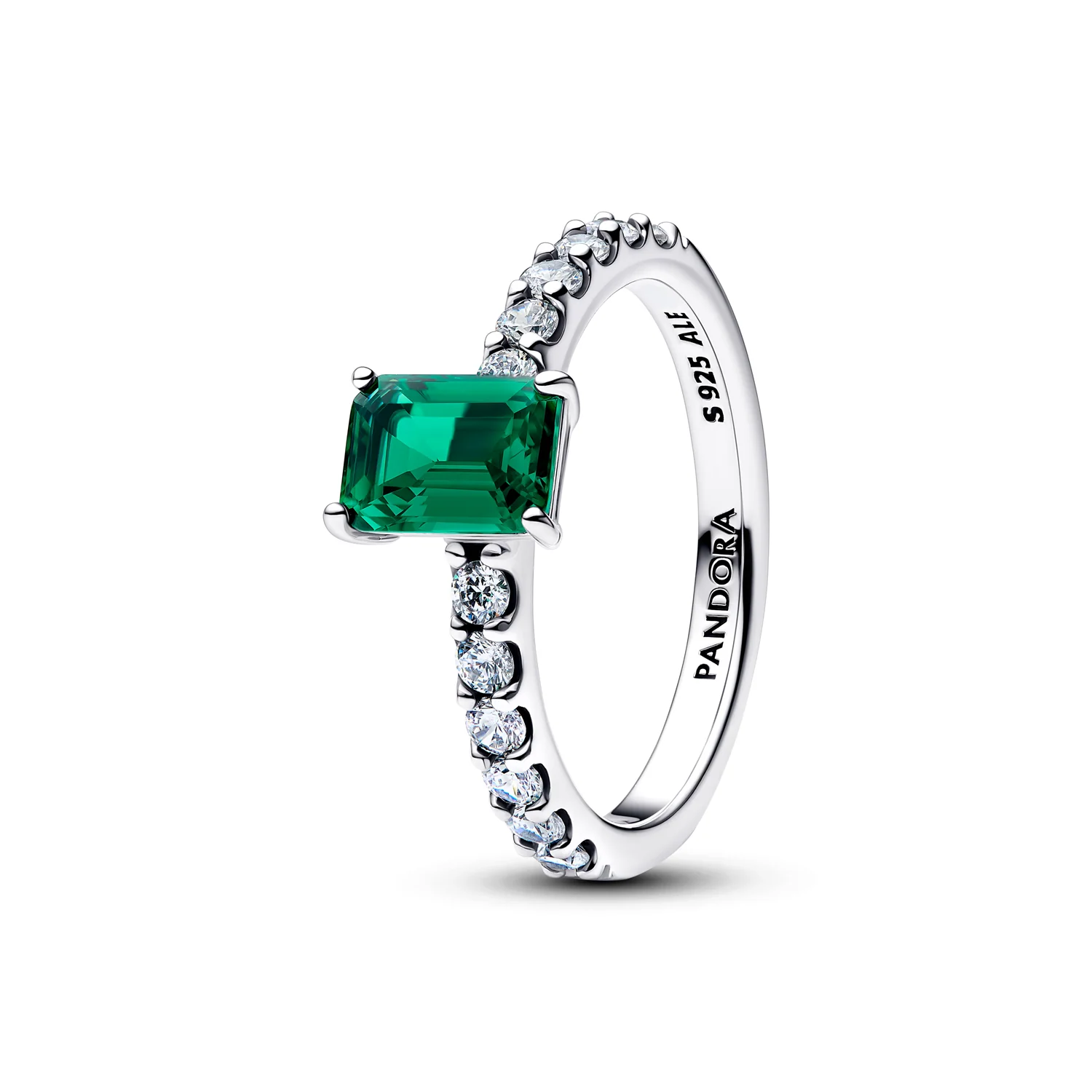 Pandora Timeless Rechthoekige Sprankelende Groene Halo Ring 194506C01-52