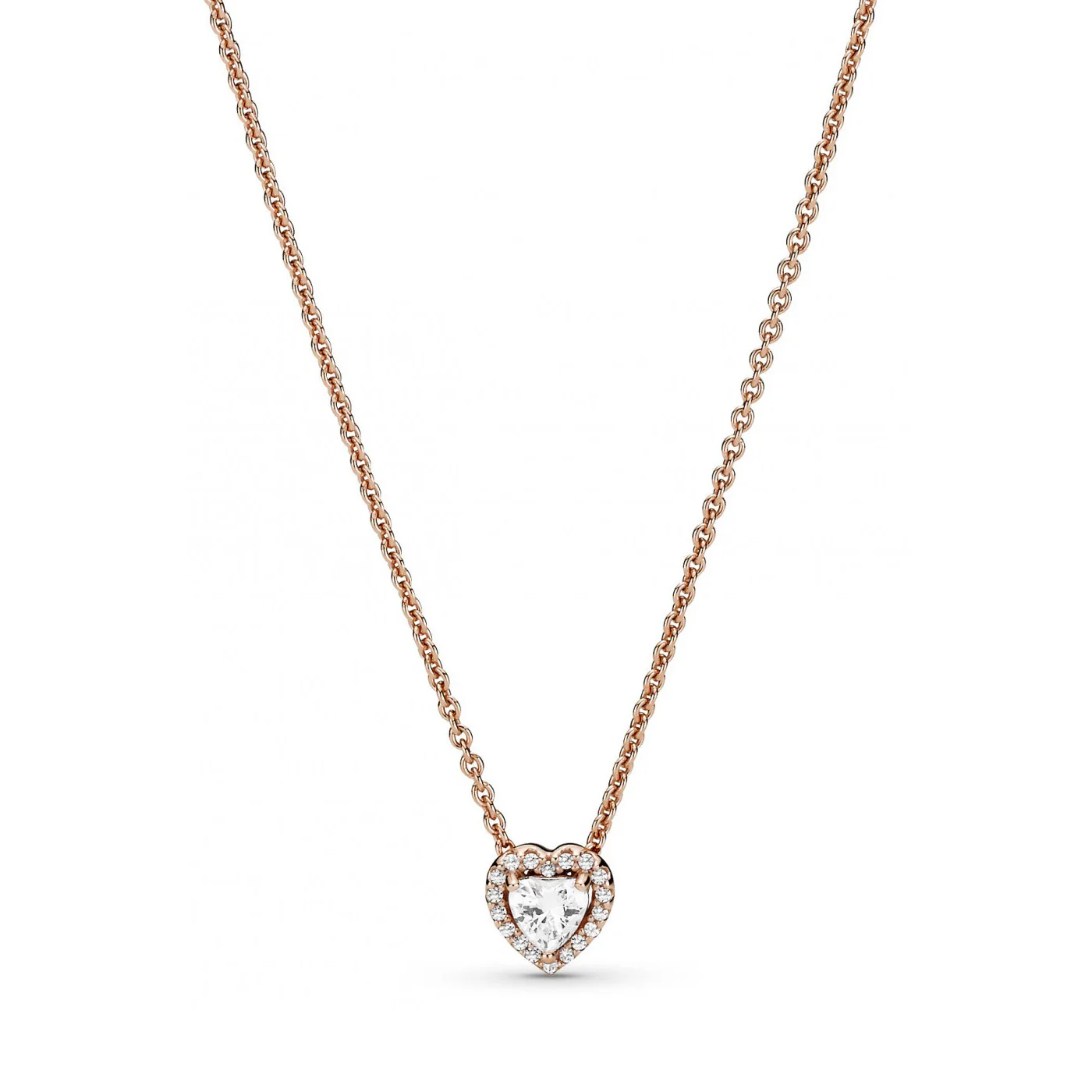 Pandora Timeless Sparkling Heart Necklacewith14 Carat RoseGold Plating 388425C01-45 (Length: 45.00 cm)
