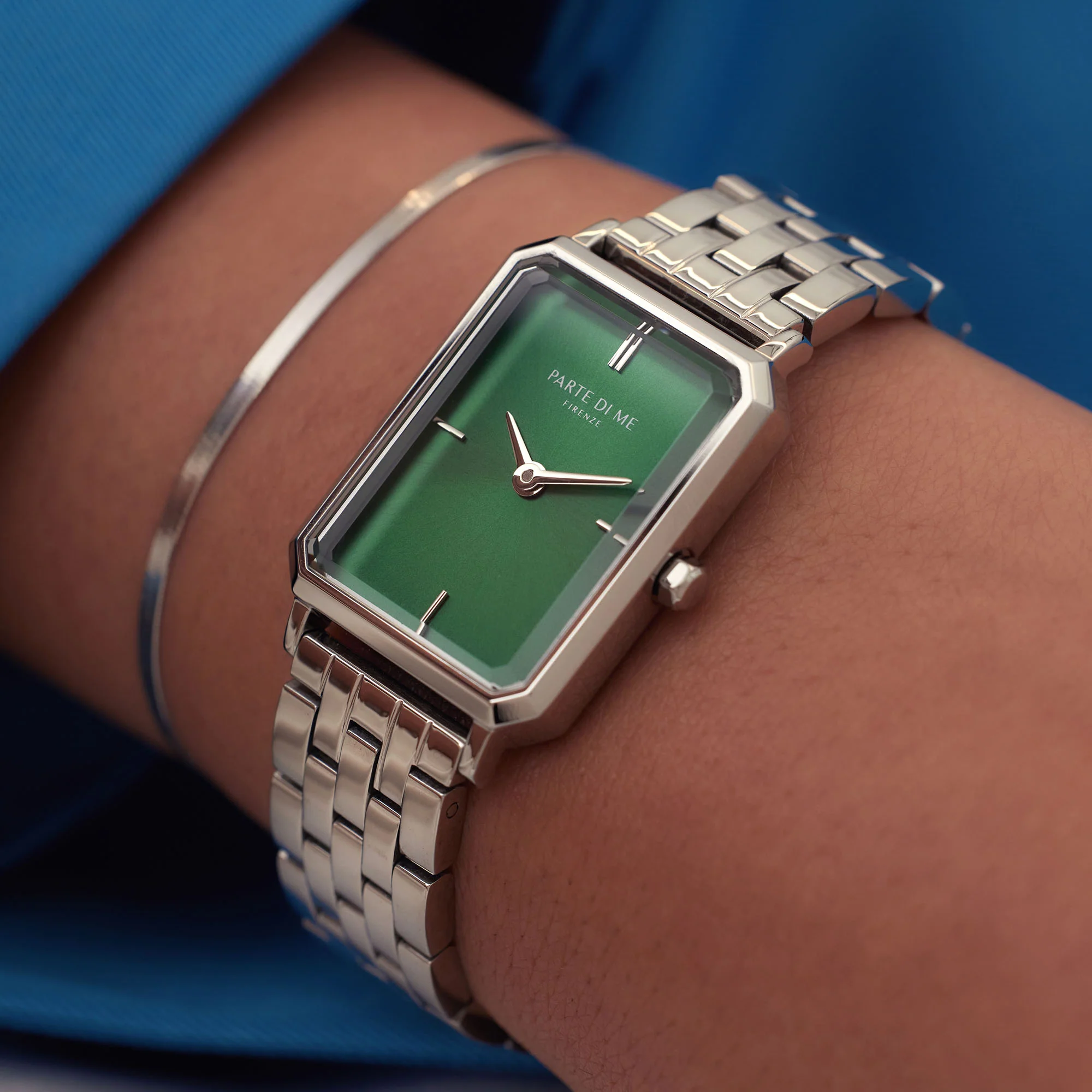 Parte Di Me Orologio Rechthoekig Dameshorloge Zilverlkleurig en Groen PDM09005 - Image 3