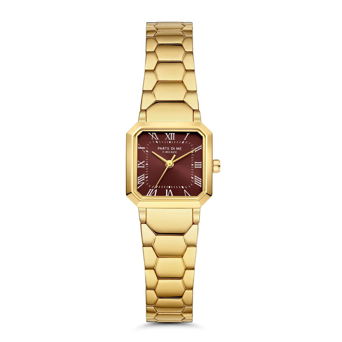 Parte di Me Orologio vierkant dameshorloge goudkleurig en donker bruin PDM09031