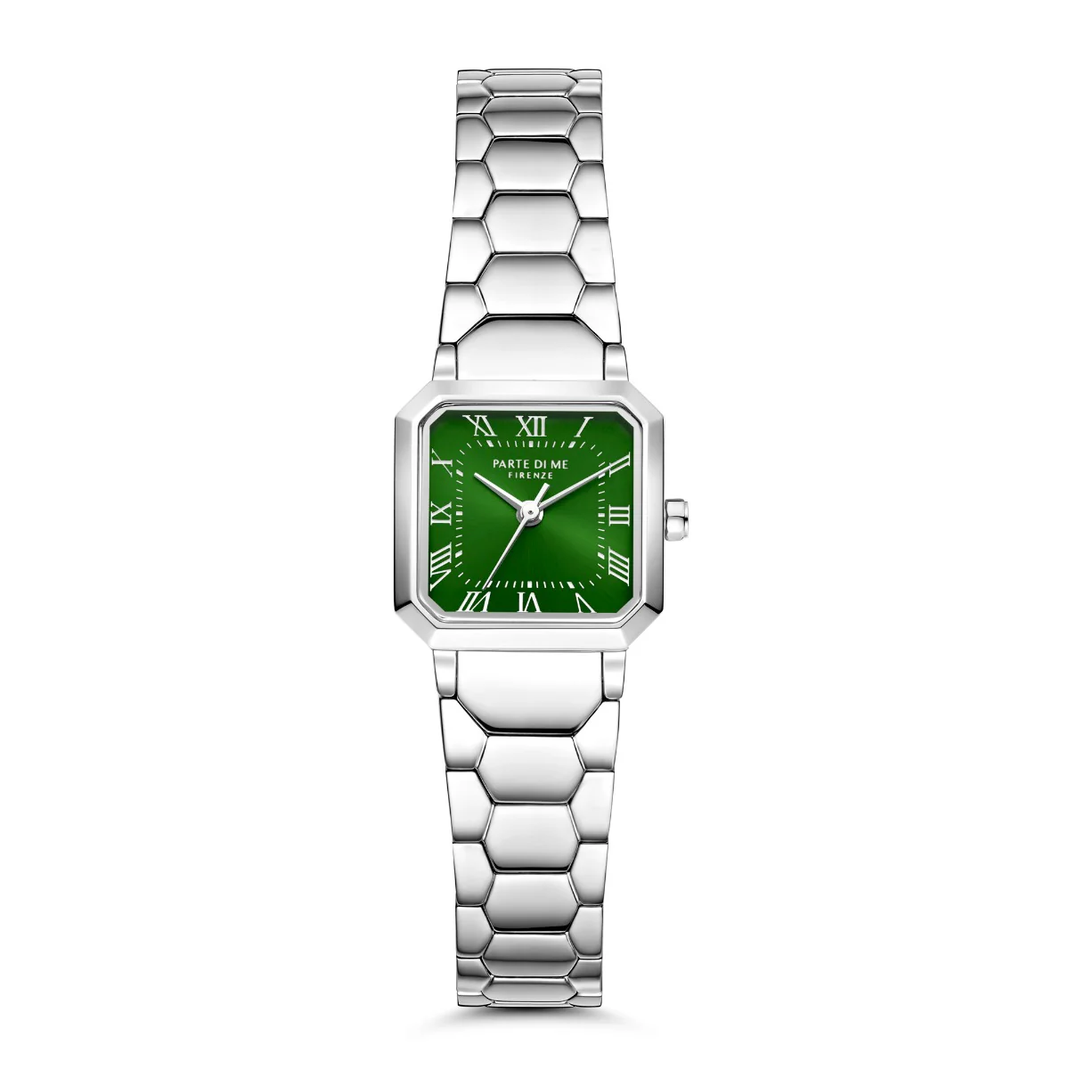 Parte di Me Orologio vierkant dameshorloge zilverkleurig en groen PDM09029