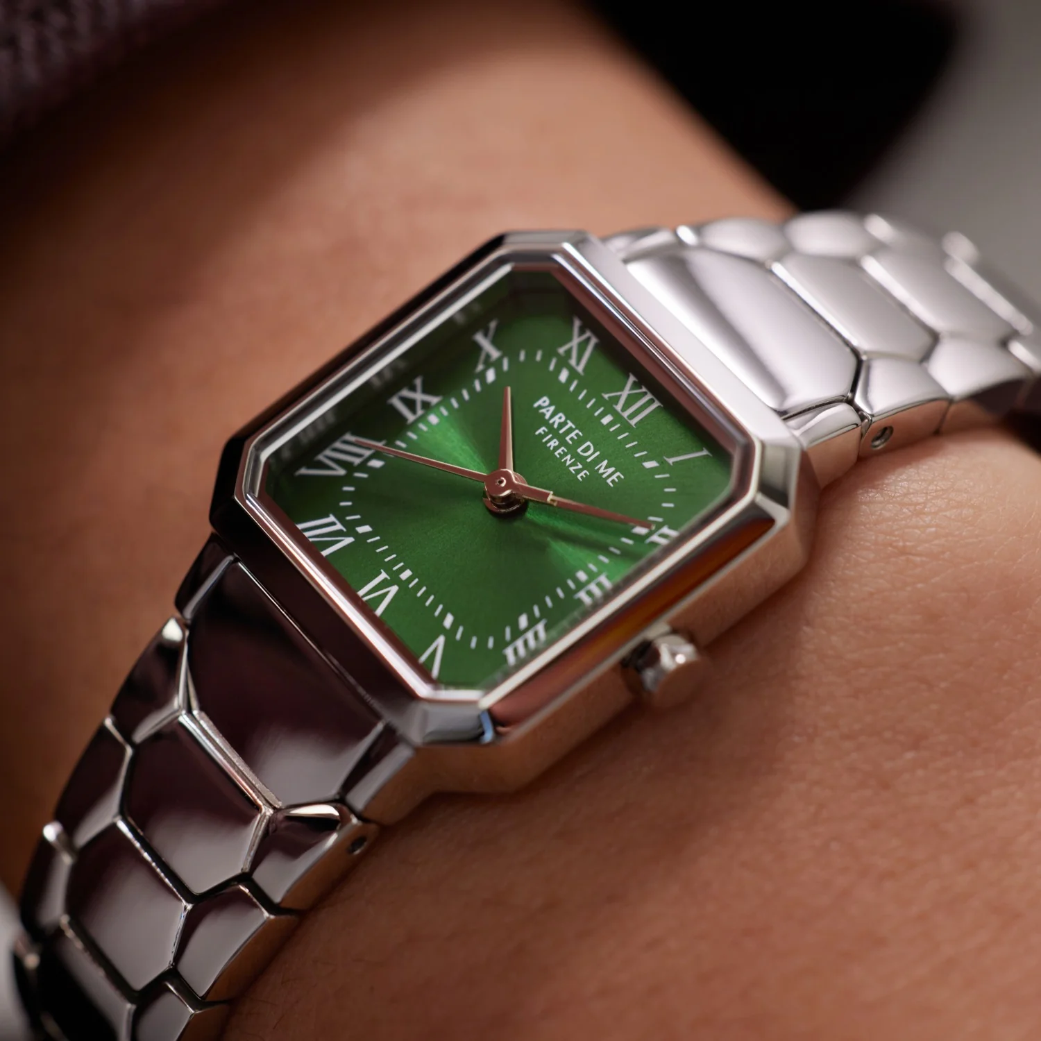 Parte di Me Orologio vierkant dameshorloge zilverkleurig en groen PDM09029 - Image 3