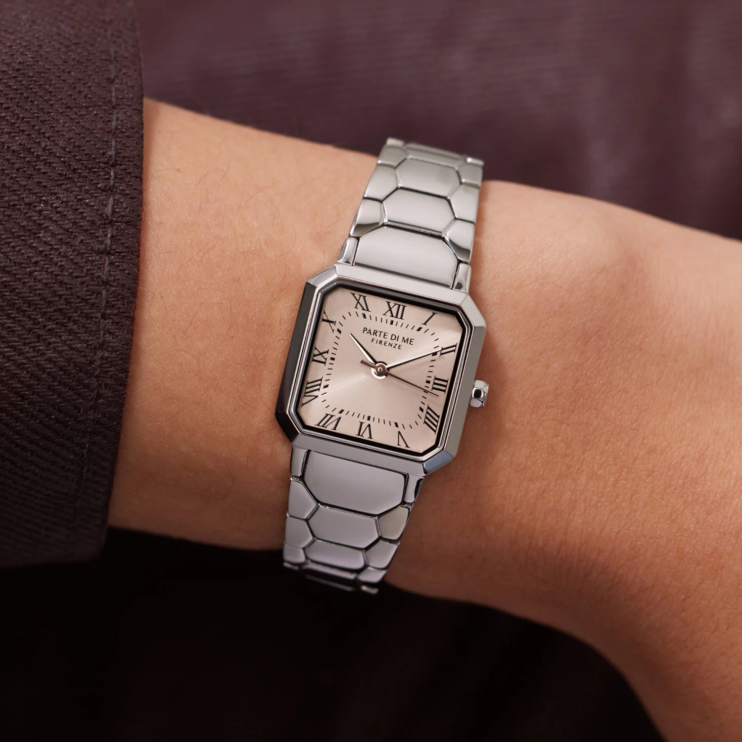 Parte di Me Orologio vierkant dameshorloge zilverkleurig en taupe PDM09028 - Image 2