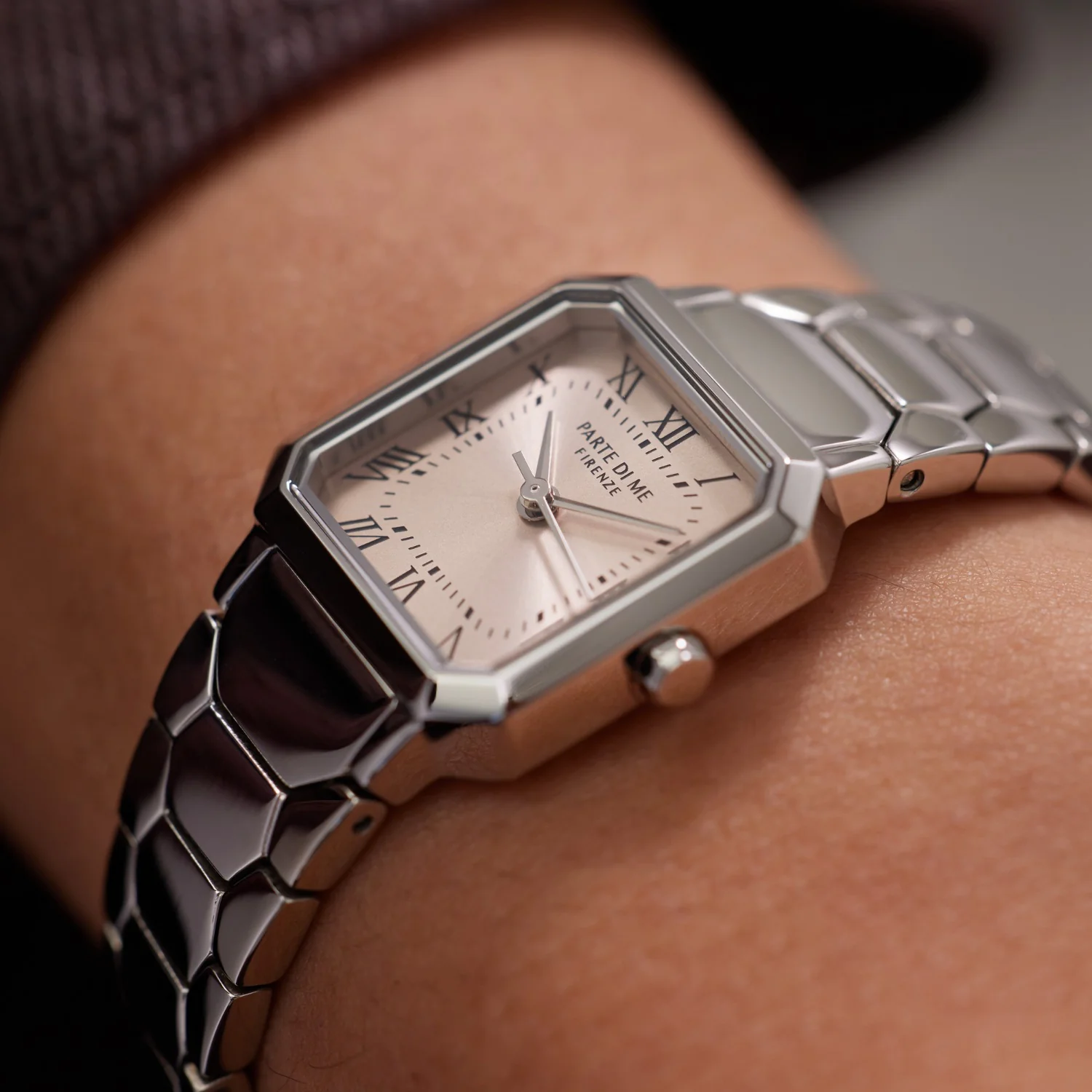 Parte di Me Orologio vierkant dameshorloge zilverkleurig en taupe PDM09028 - Image 3