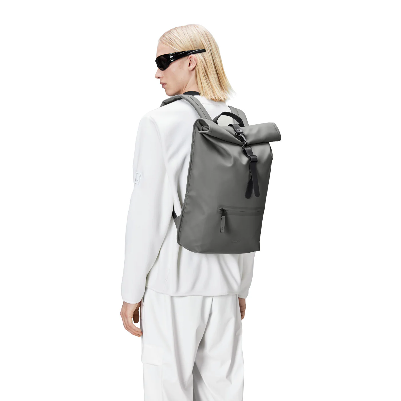 Rains Grey Rolltop Backpack R13320-13 - Image 3